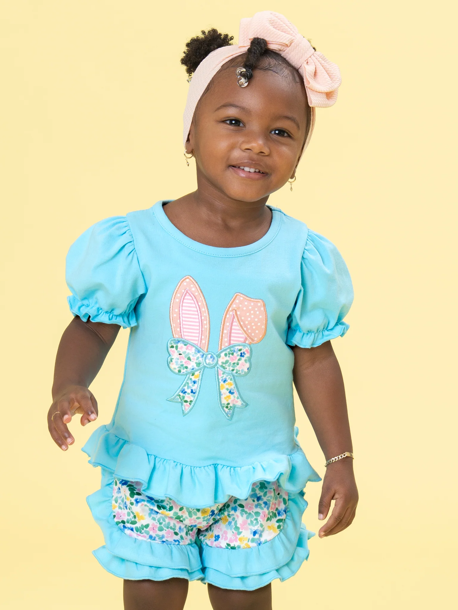 Bunny Ears Blooms Embroidered Outfit