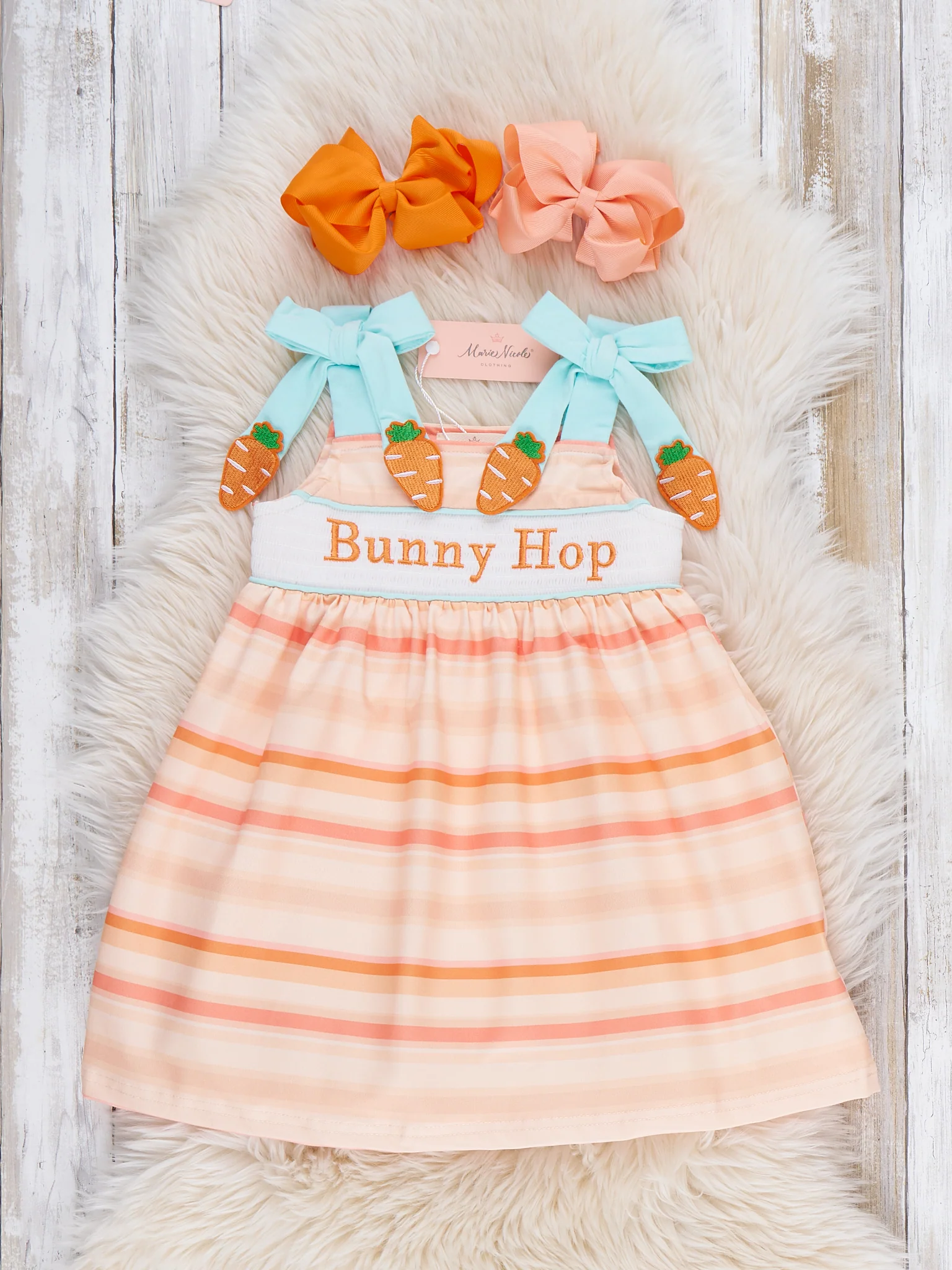 Bunny Hop Carrot Trail Smocked Dress - Image 2