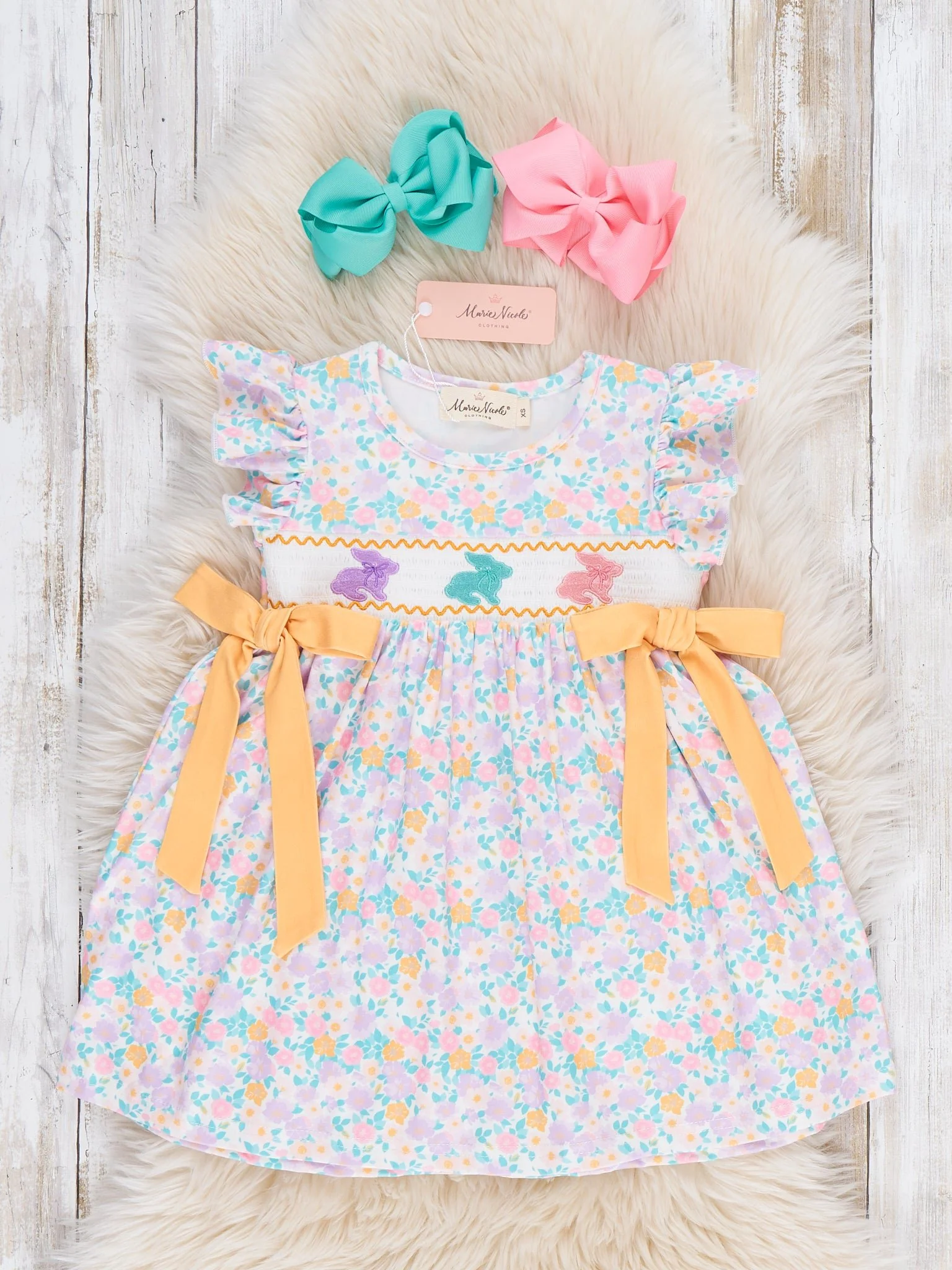 Bunny Trio Floral Smocked Dress - Image 2