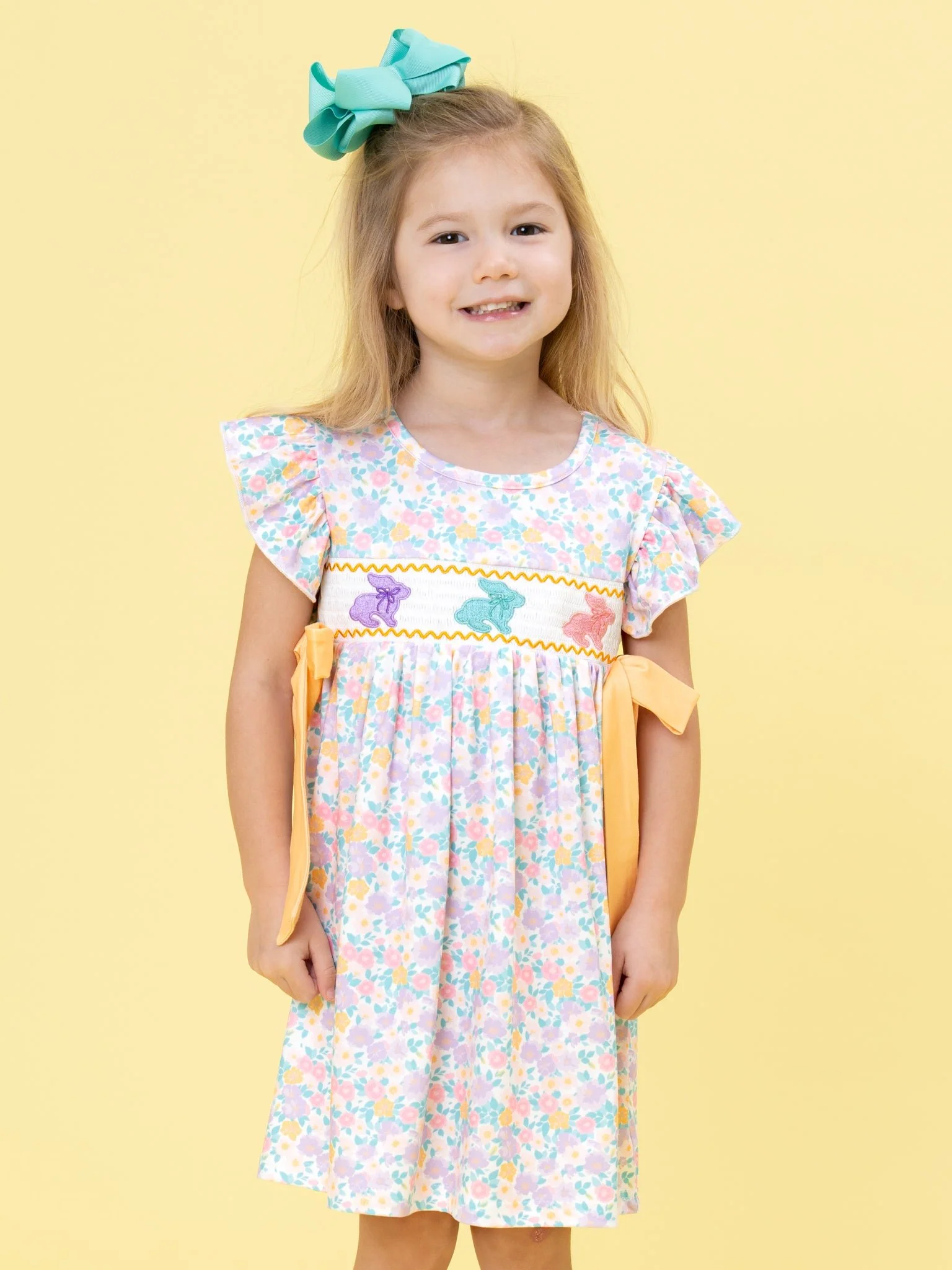 Bunny Trio Floral Smocked Dress - Image 4
