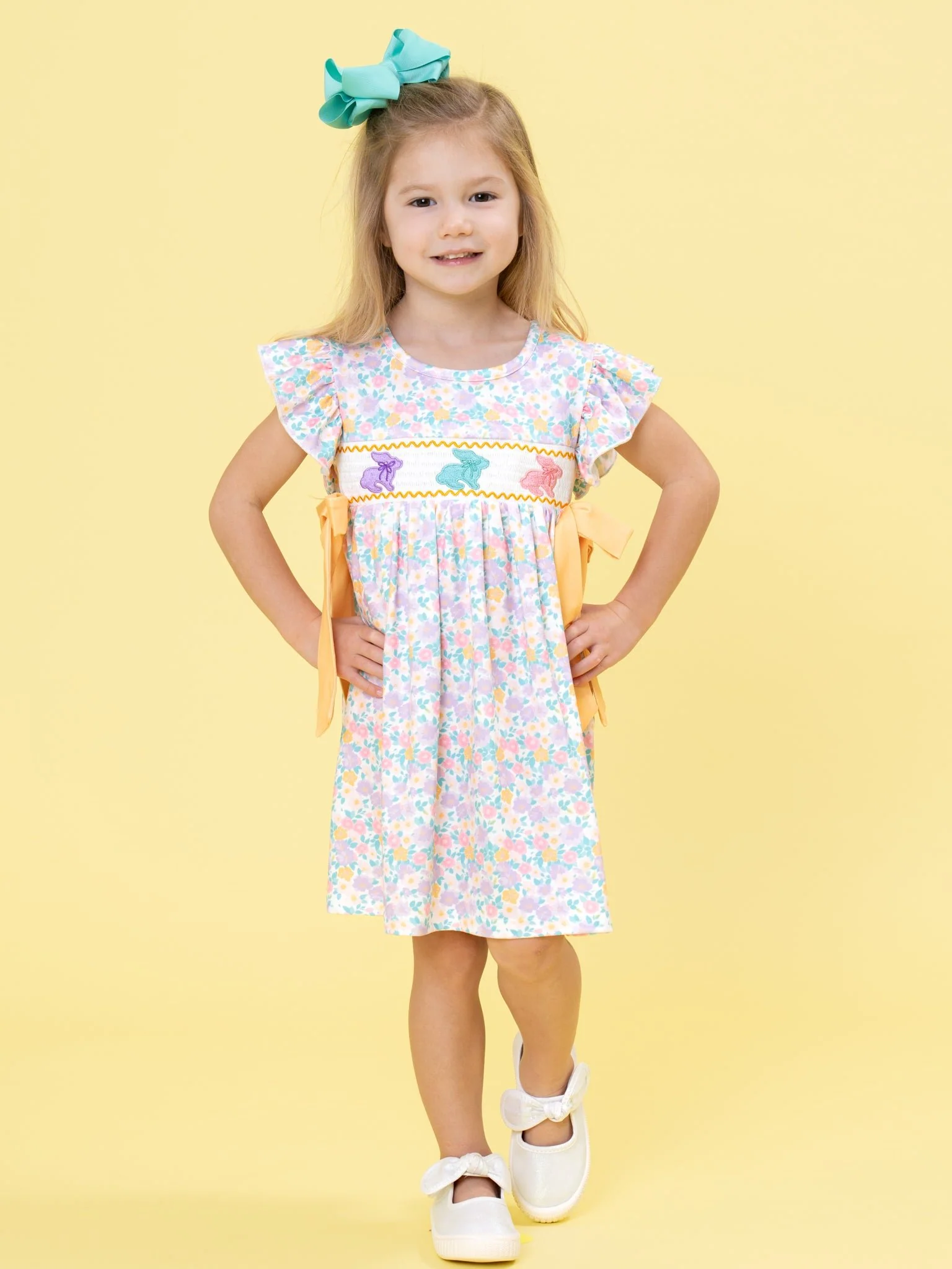 Bunny Trio Floral Smocked Dress - Image 5