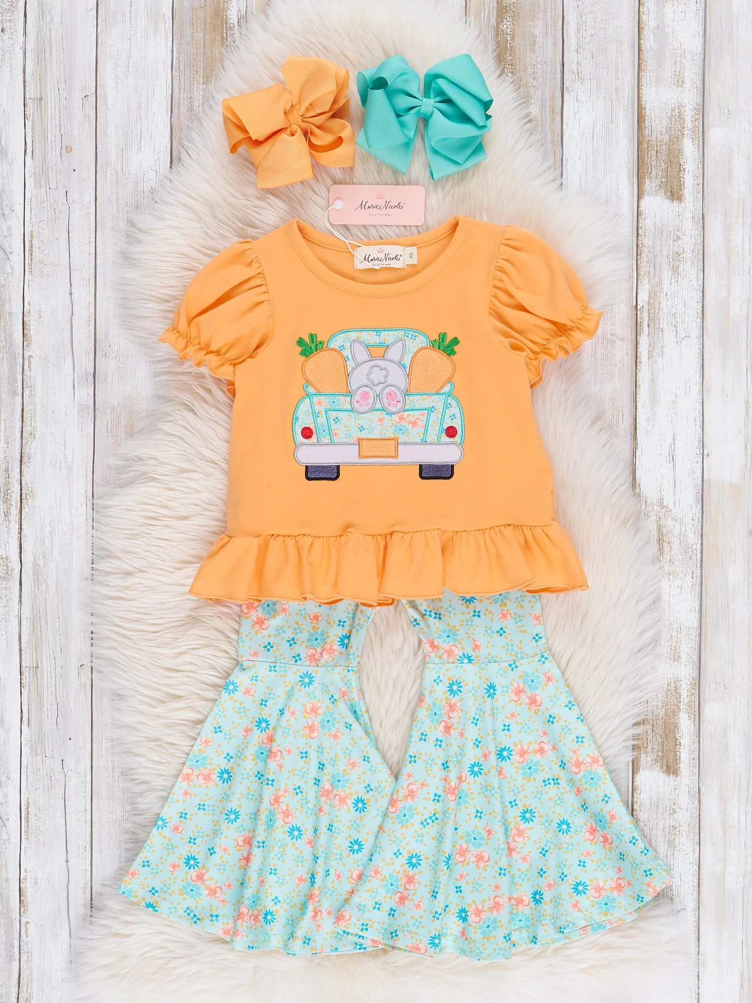 Bunny Truck Embroidered Ruffle Outfit - Image 2