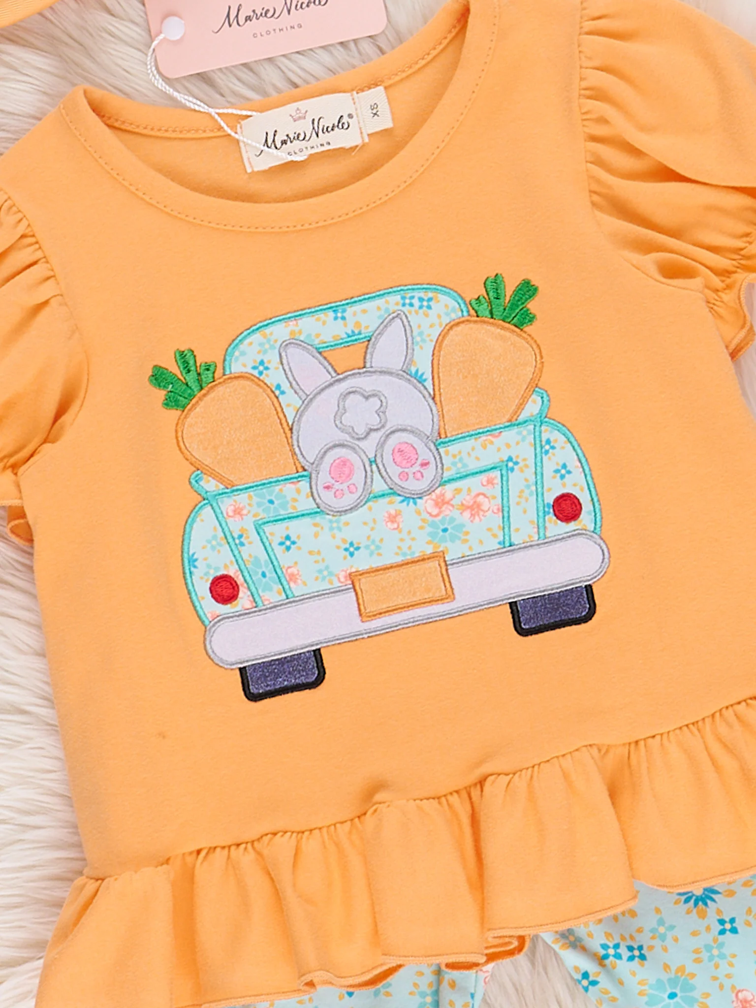 Bunny Truck Embroidered Ruffle Outfit - Image 3