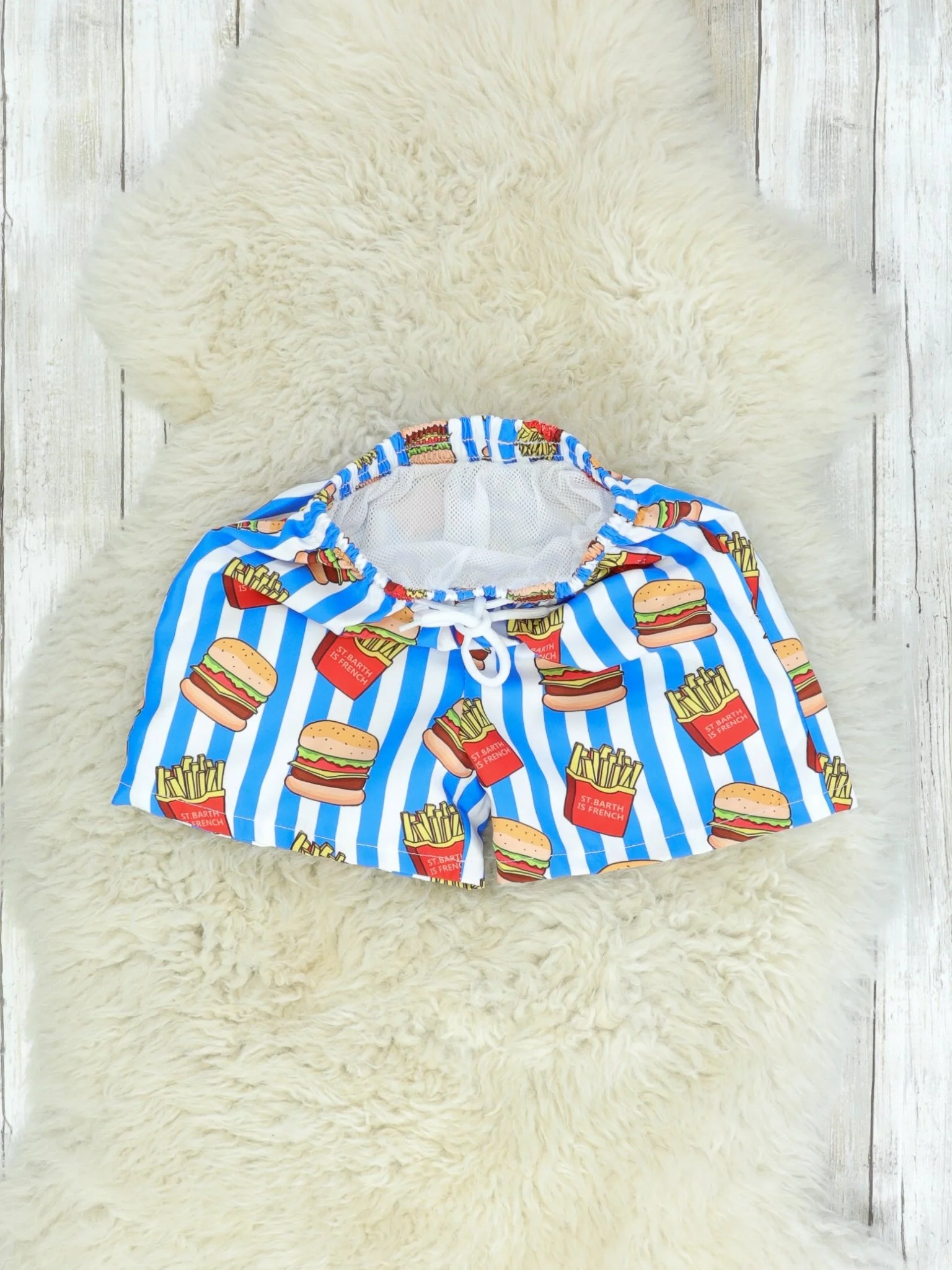 Burgers & Fries Pinstriped Swim Trunks - Image 2
