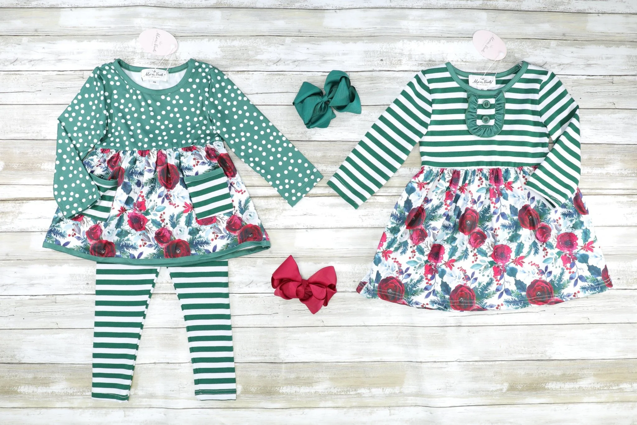 Burgundy & Forest Green Floral Outfit - Image 3