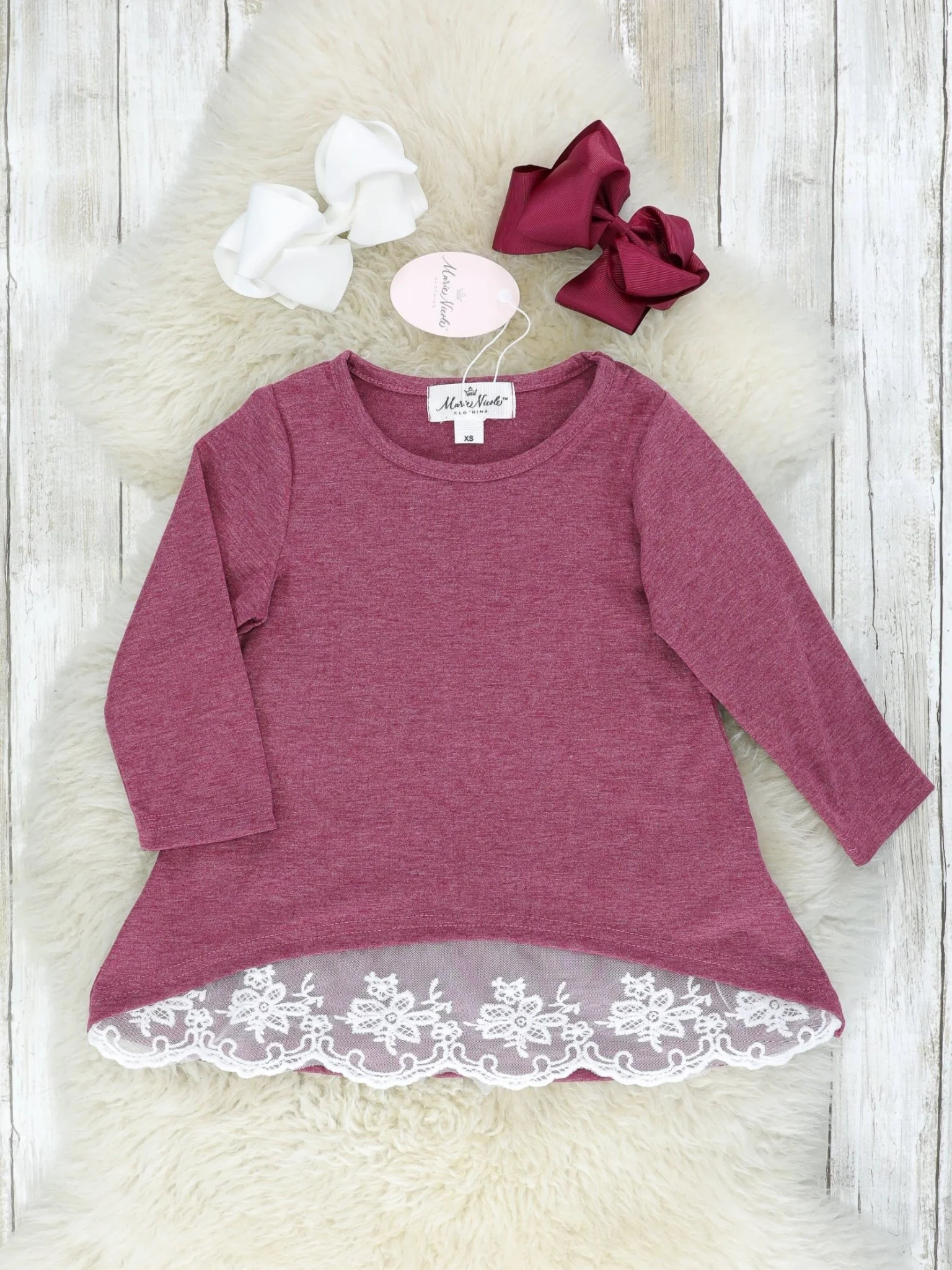 Mom & Me Burgundy Lace Swing Top - Image 2