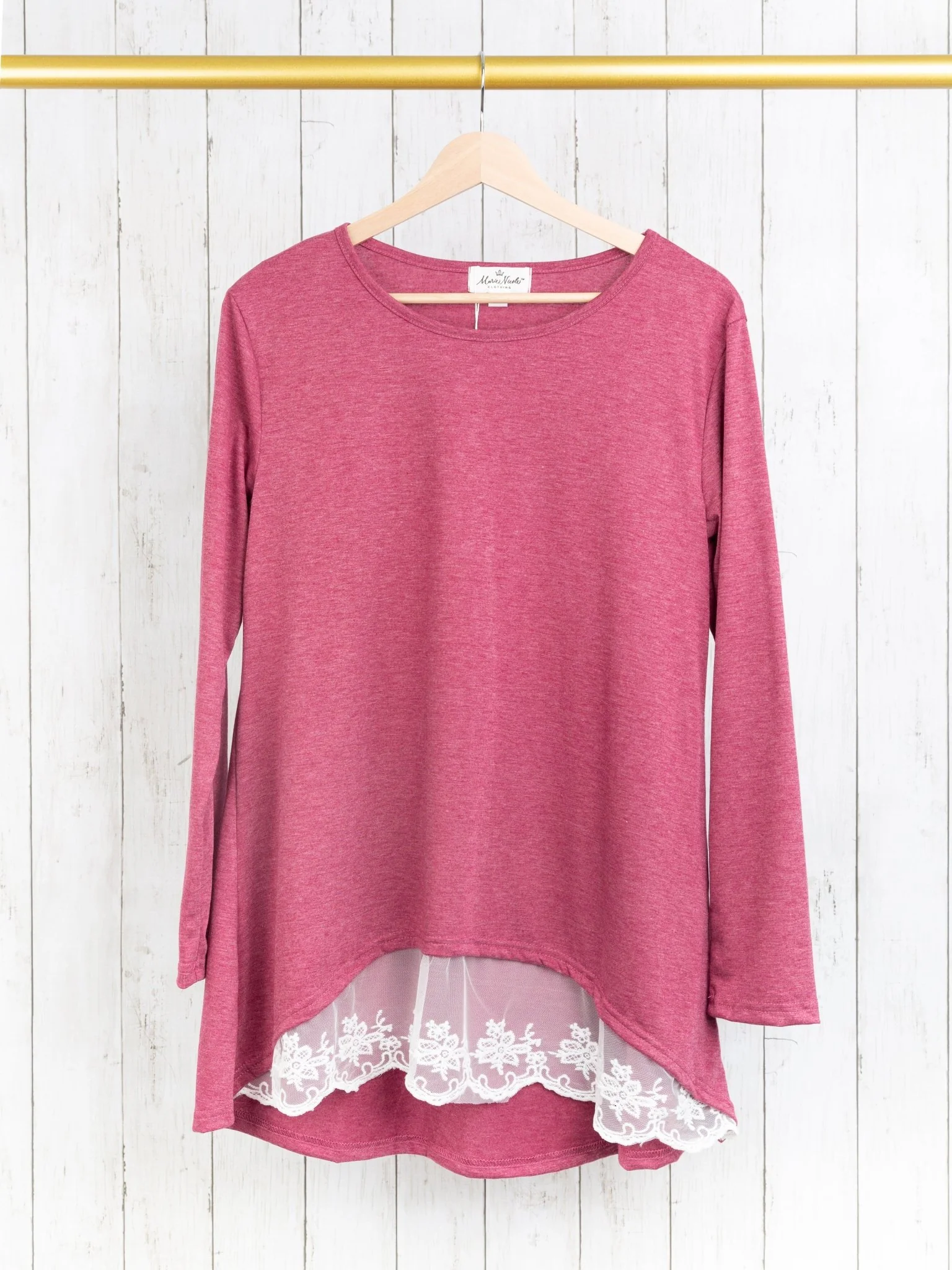 Mom & Me Burgundy Lace Swing Top - Image 4