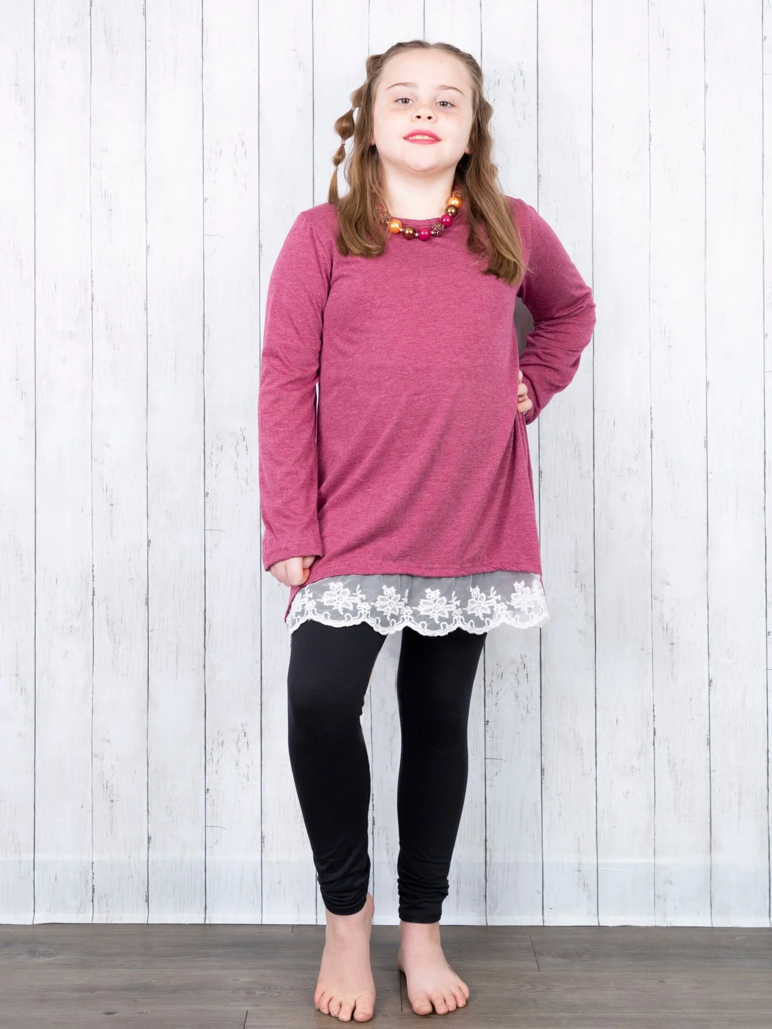 Mom & Me Burgundy Lace Swing Top - Image 5