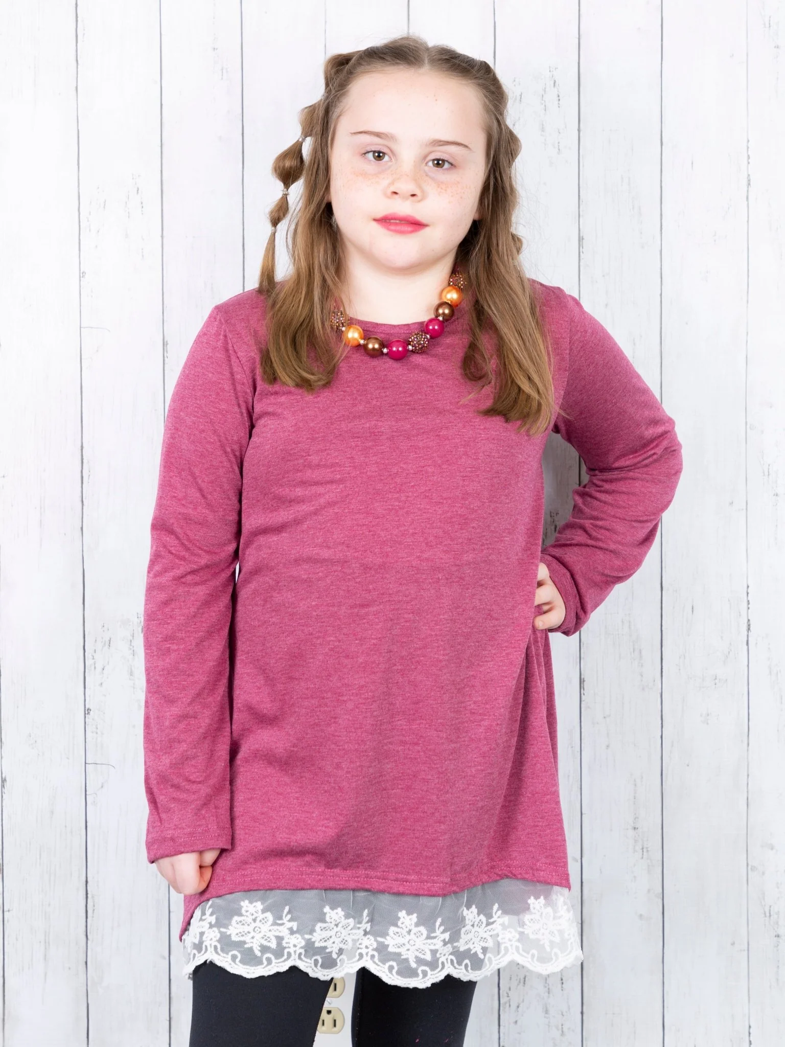 Mom & Me Burgundy Lace Swing Top - Image 6