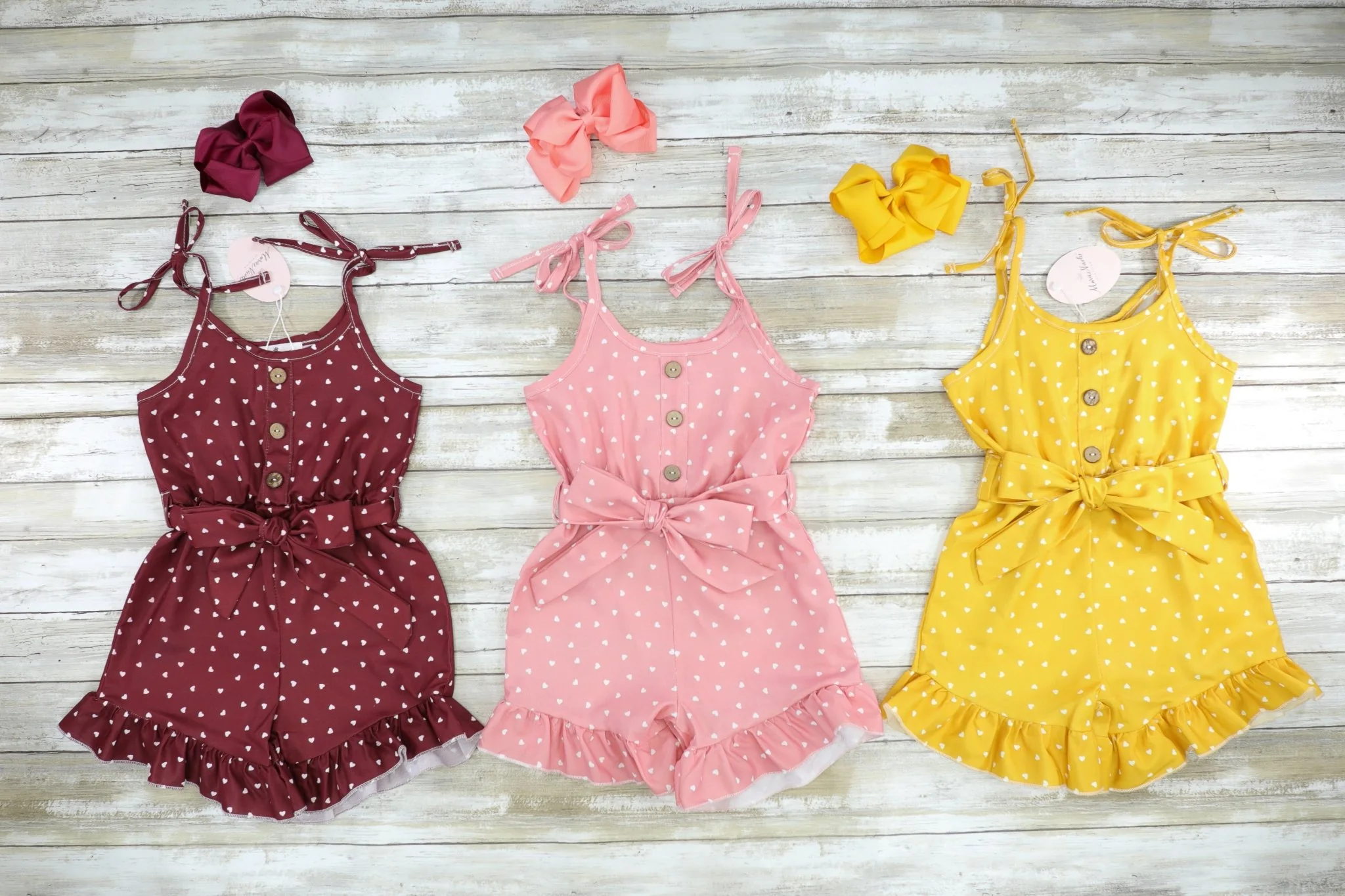 Burgundy Polka Dot Tie Romper - Image 2