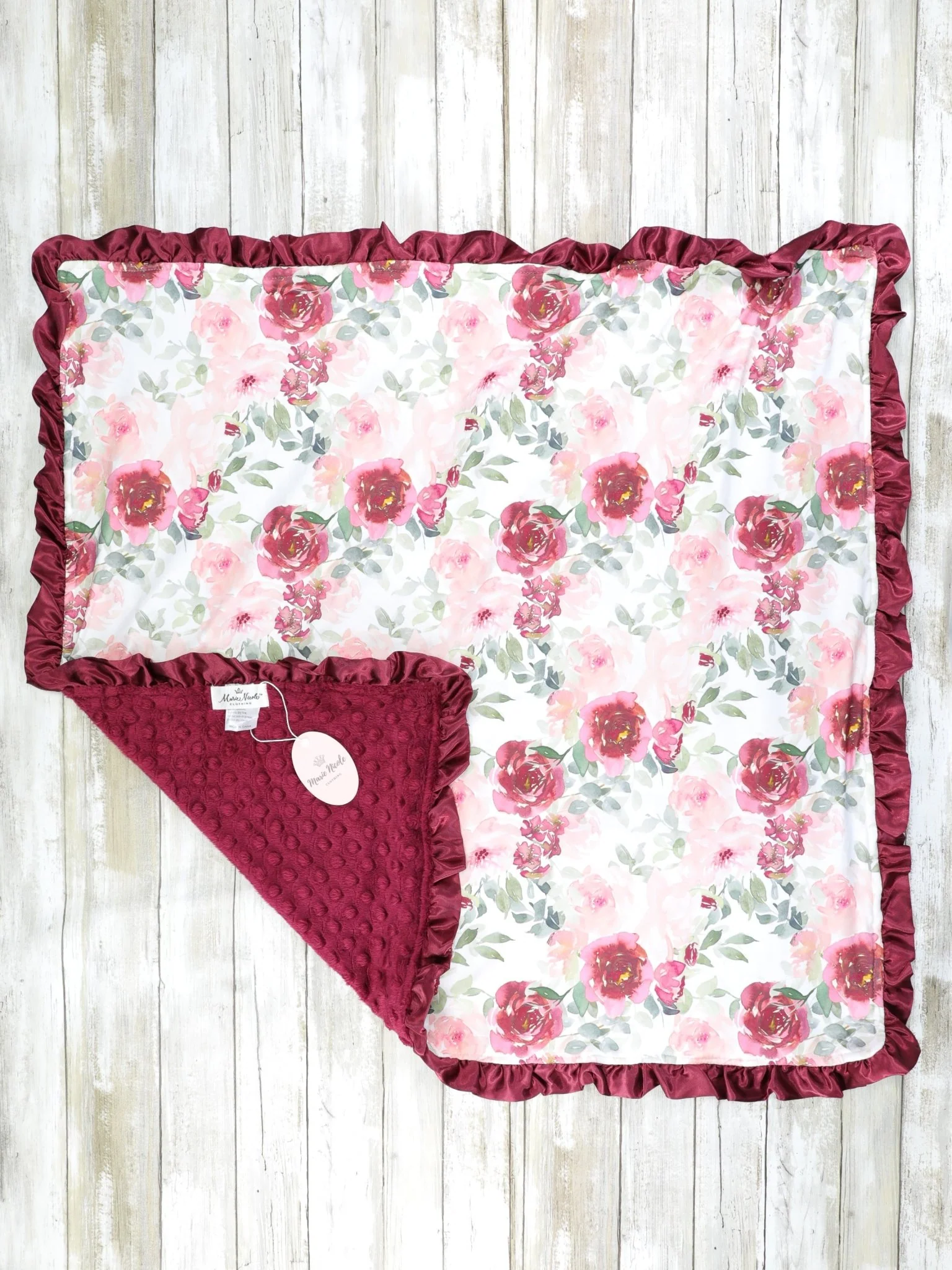 Burgundy Rose Minky Blanket