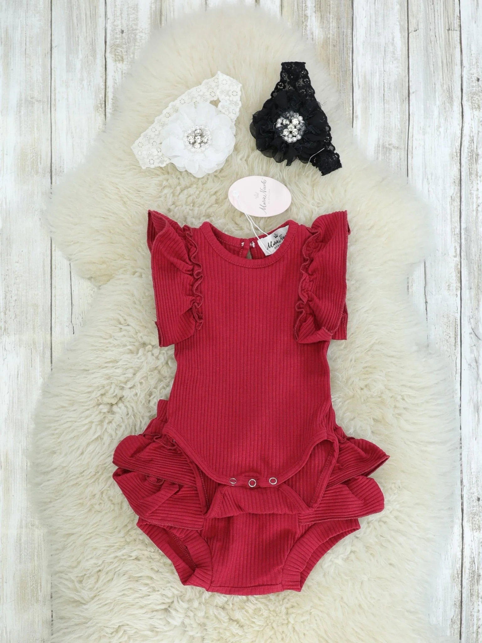 Burgundy Ruffle Top & Bloomer Set - Image 2