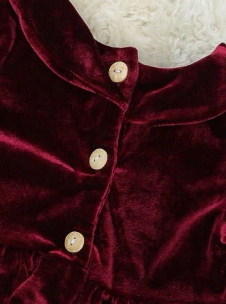Burgundy Smocked Christmas Tree Dress - Image 2