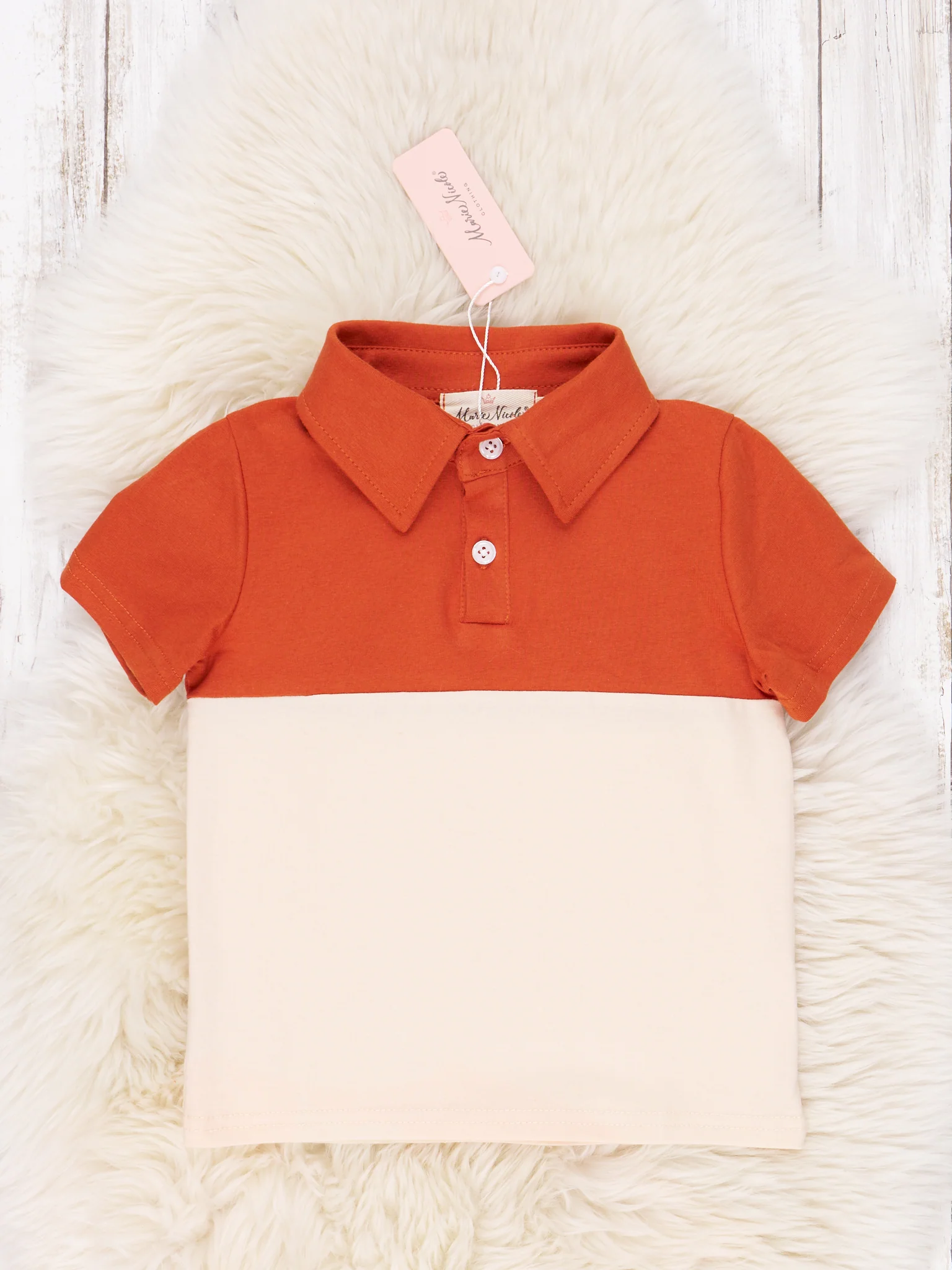 Burnt Orange Color Block Polo