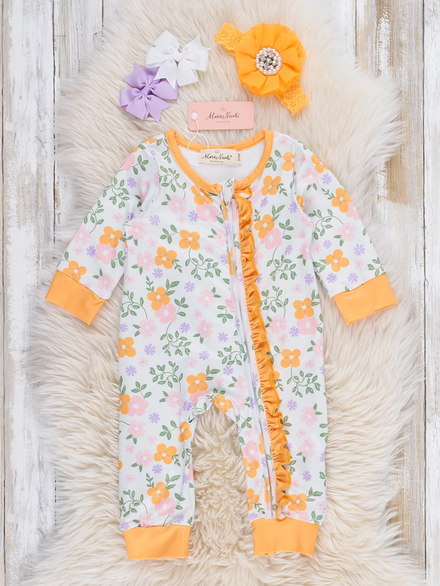 Buttercup Blooms Ruffle Sleeper Pajamas