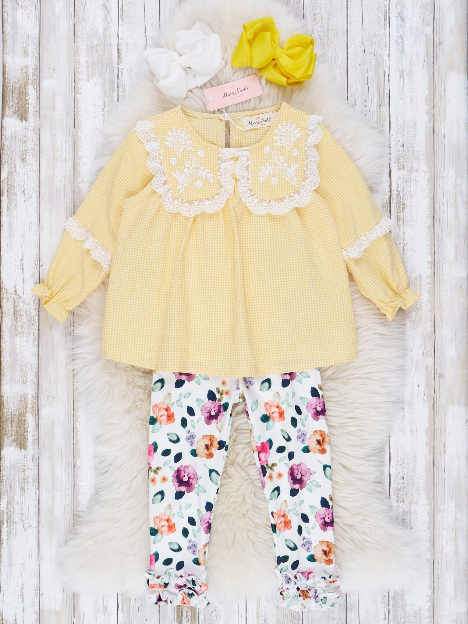 Buttercup Embroidered Watercolor Floral Ruffle Outfit