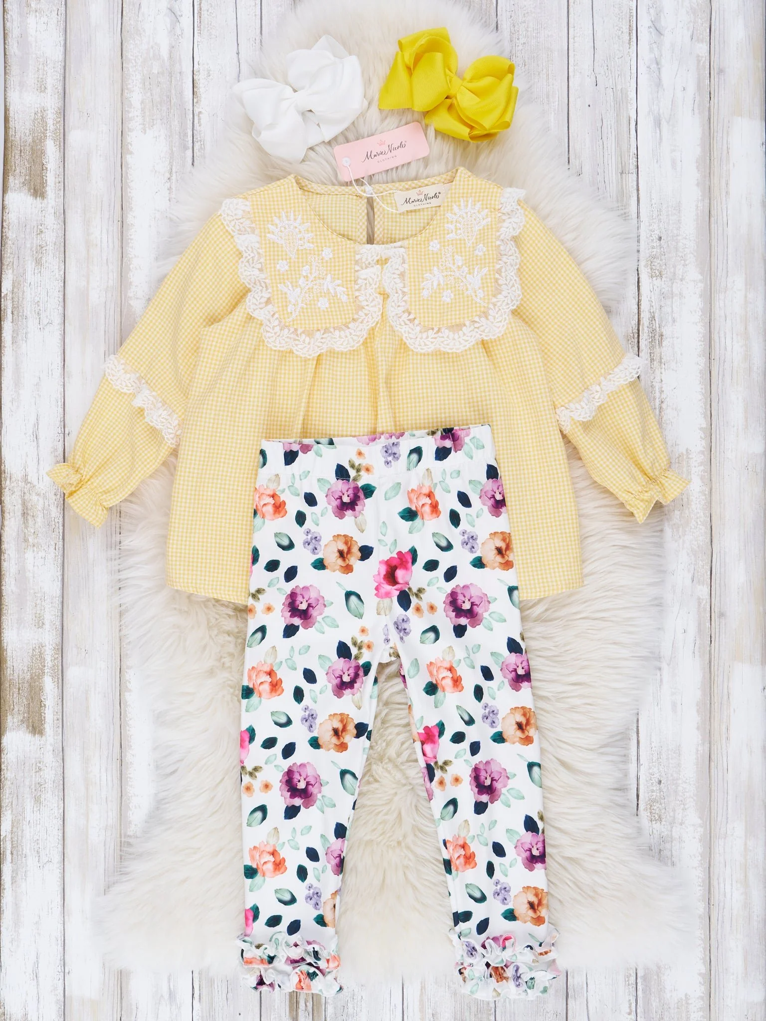 Buttercup Embroidered Watercolor Floral Ruffle Outfit - Image 2