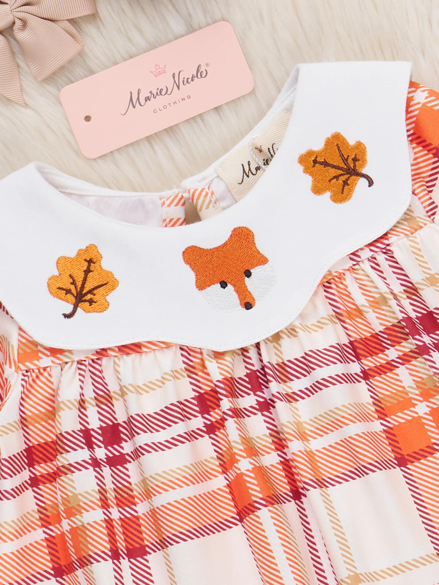 Cabin Critter Embroidered Plaid Bloomers Outfit - Image 3
