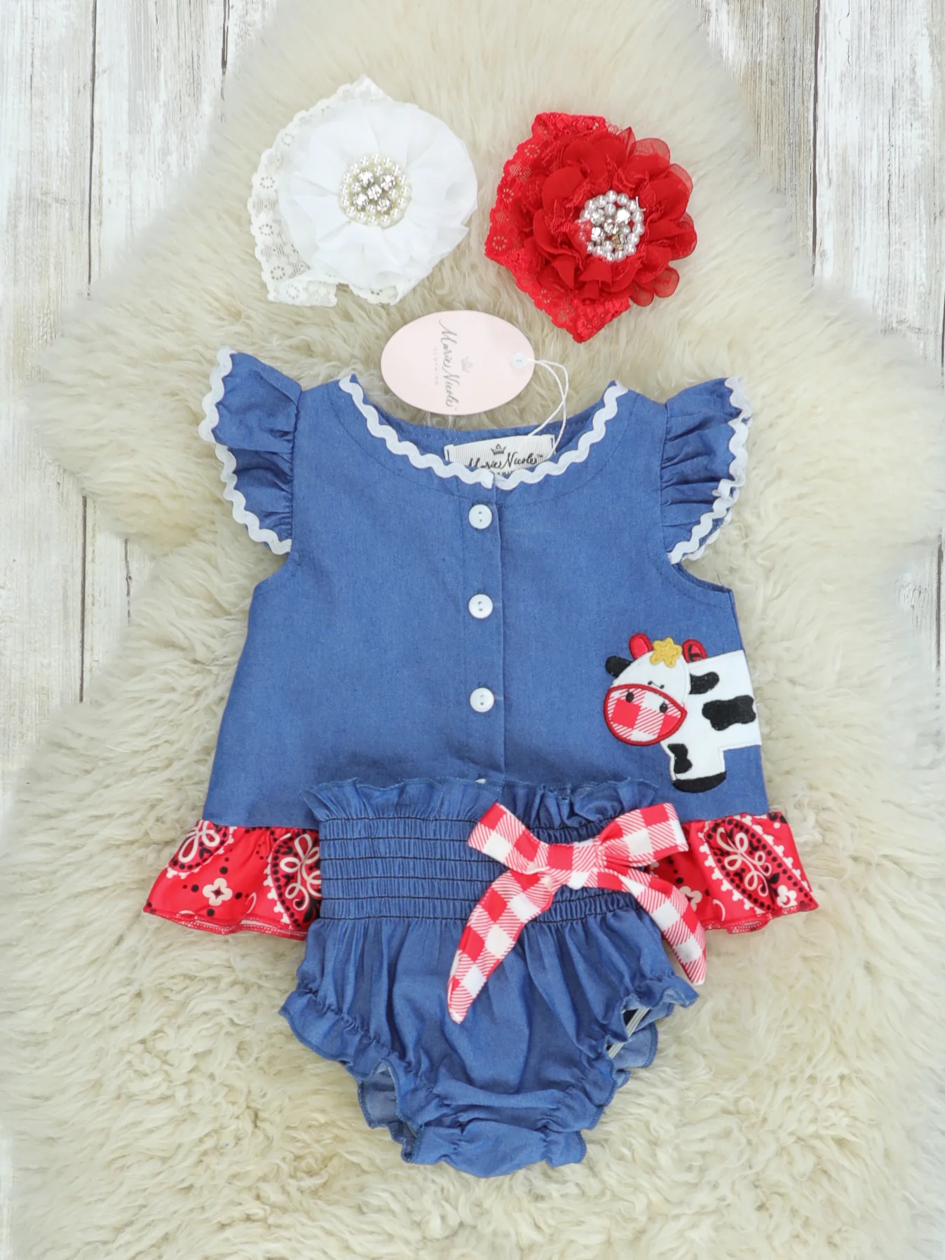 Chambray Bandana Cow Bloomer Outfit - Image 2