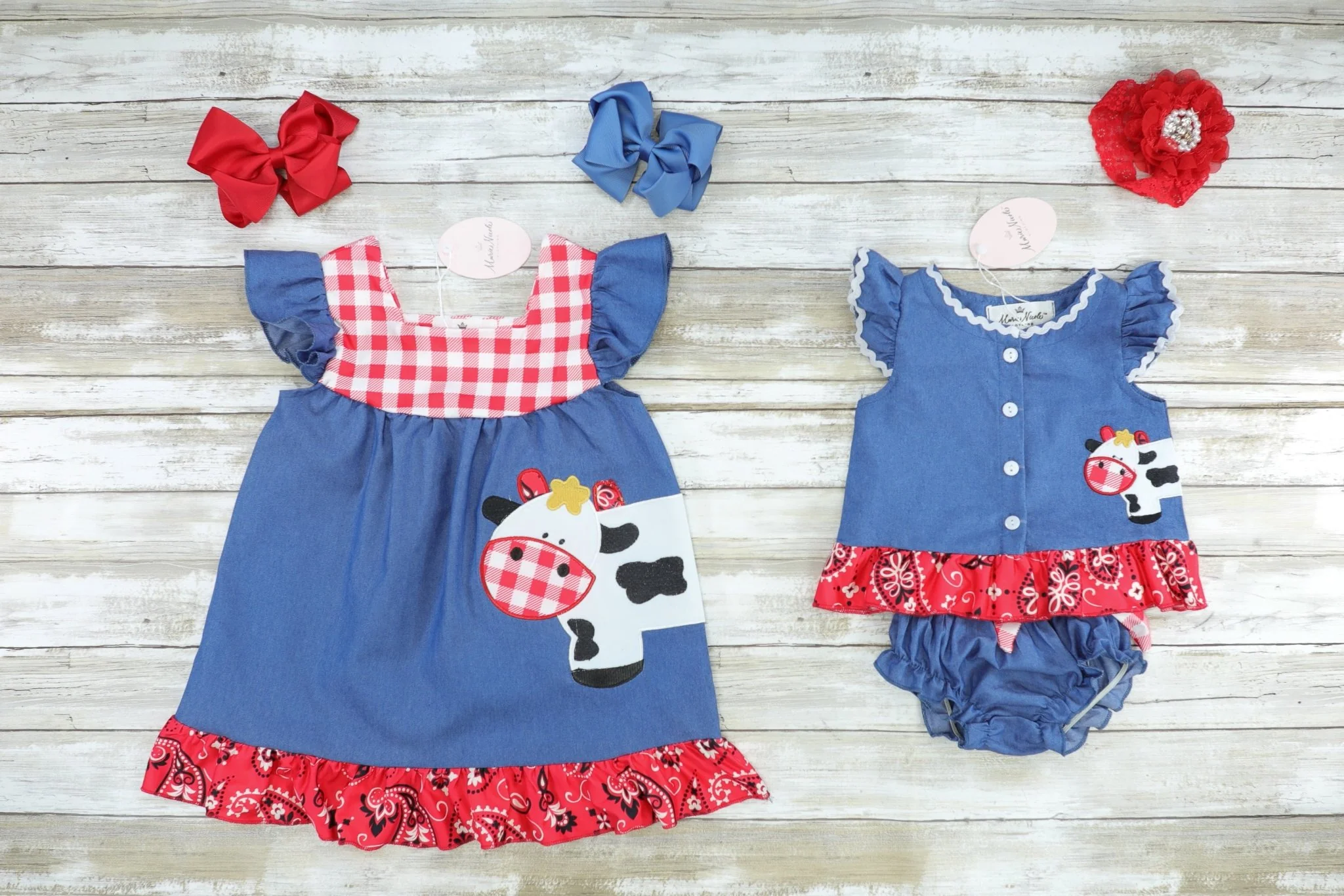 Chambray Bandana Cow Bloomer Outfit - Image 3