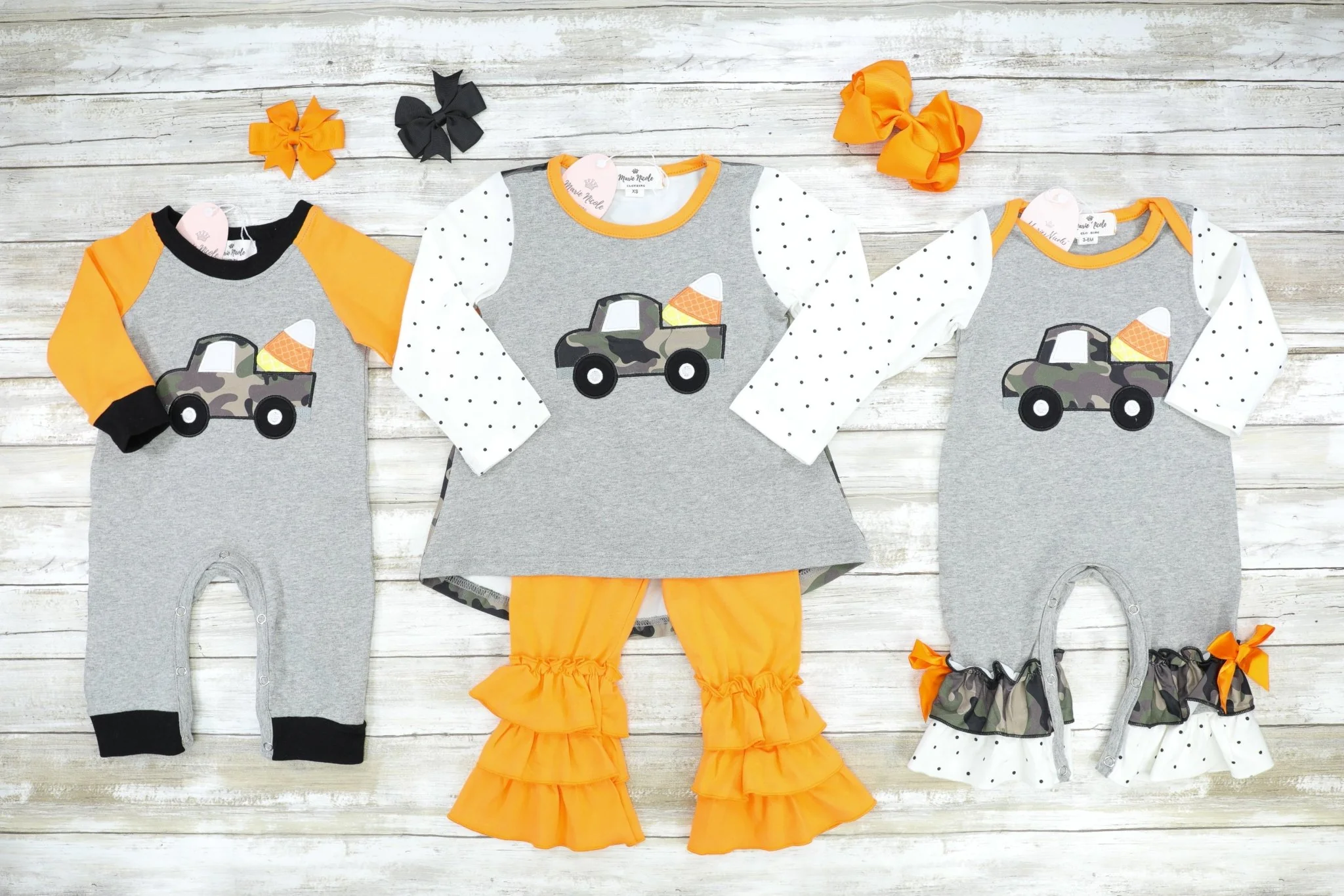 Camo Candy Corn Truck Ruffle Pants Outfit - Image 2
