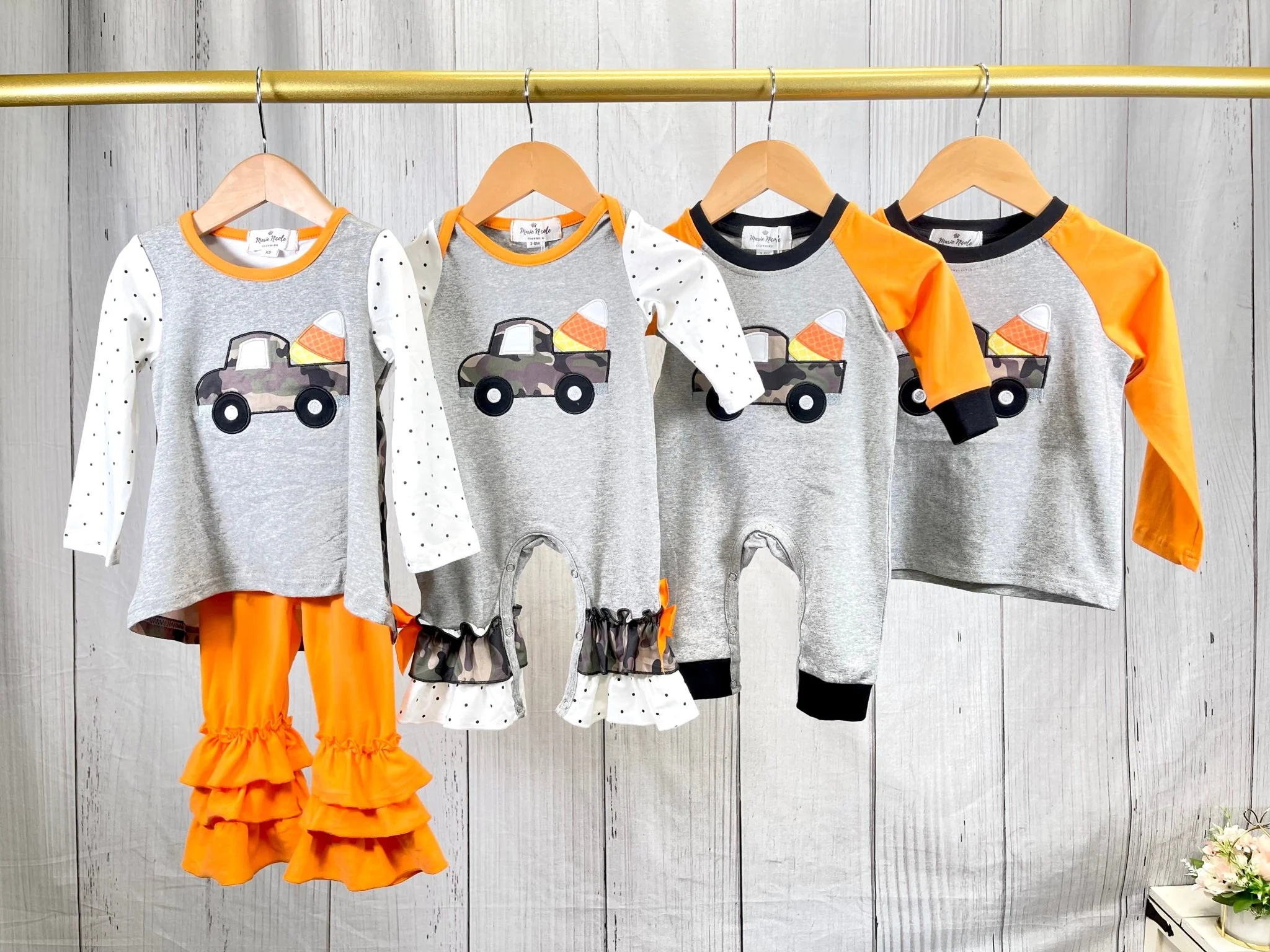 Camo Candy Corn Truck Ruffle Pants Outfit - Image 3