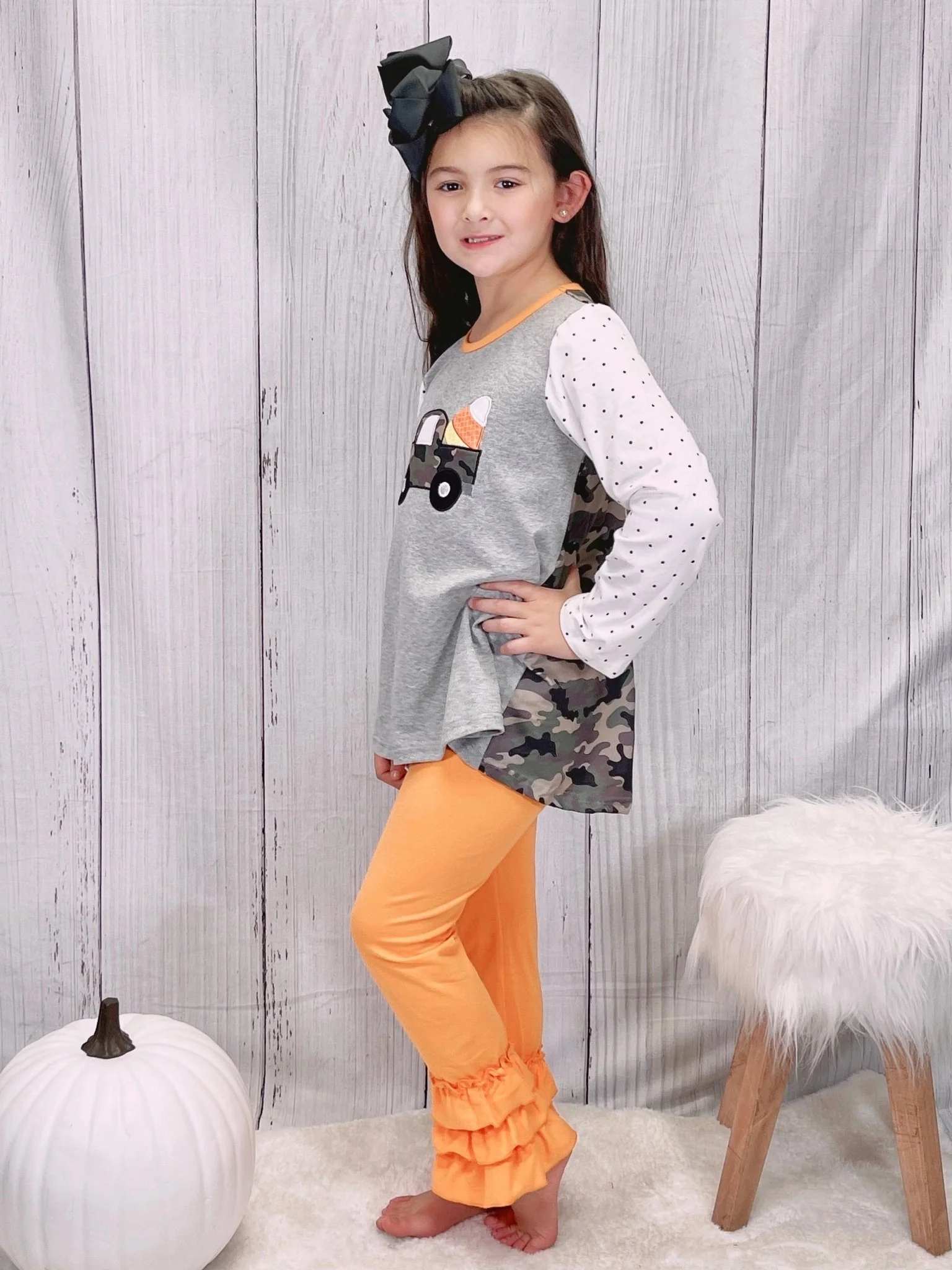 Camo Candy Corn Truck Ruffle Pants Outfit - Image 5