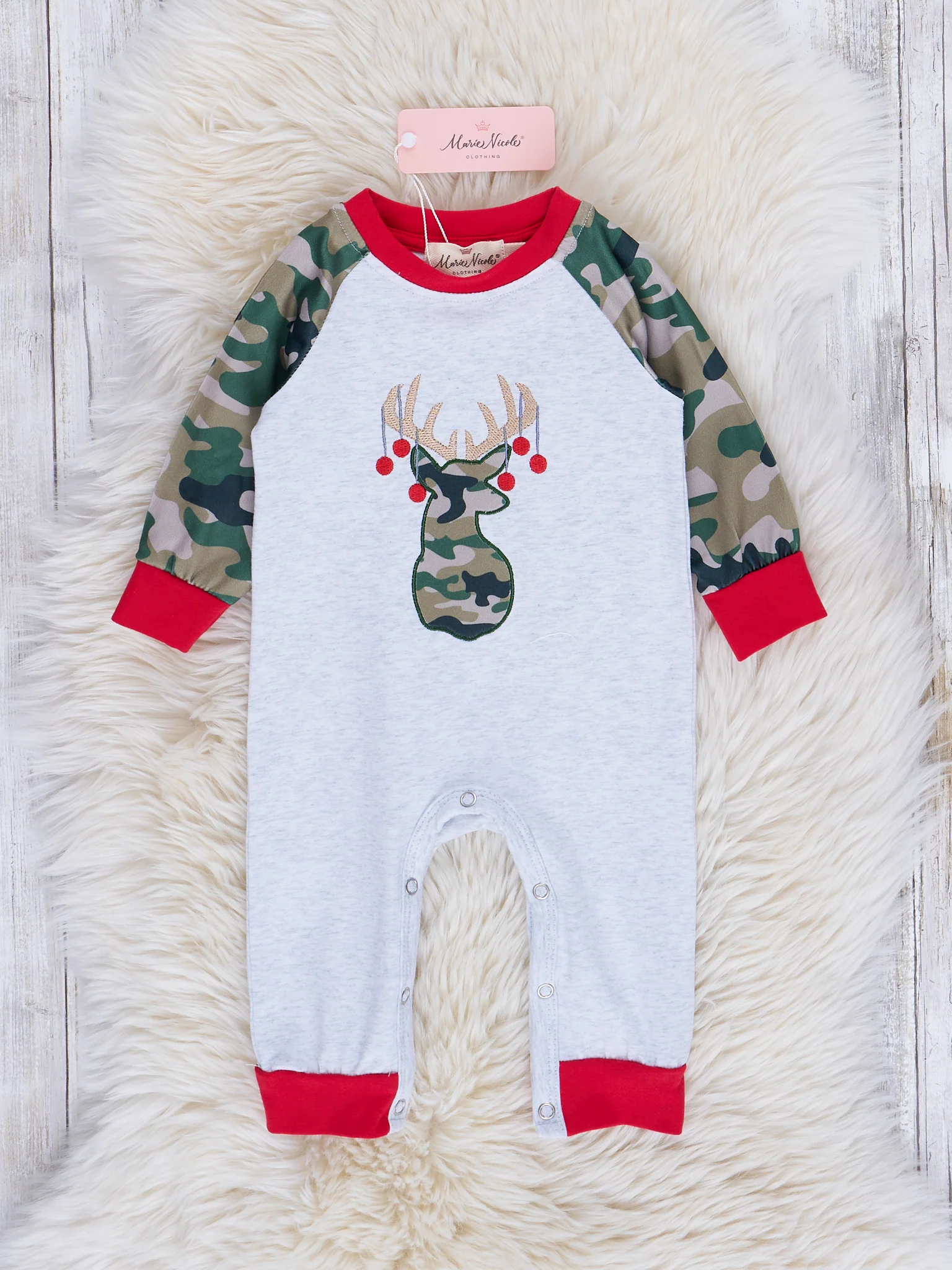 Camo Reindeer Raglan Romper