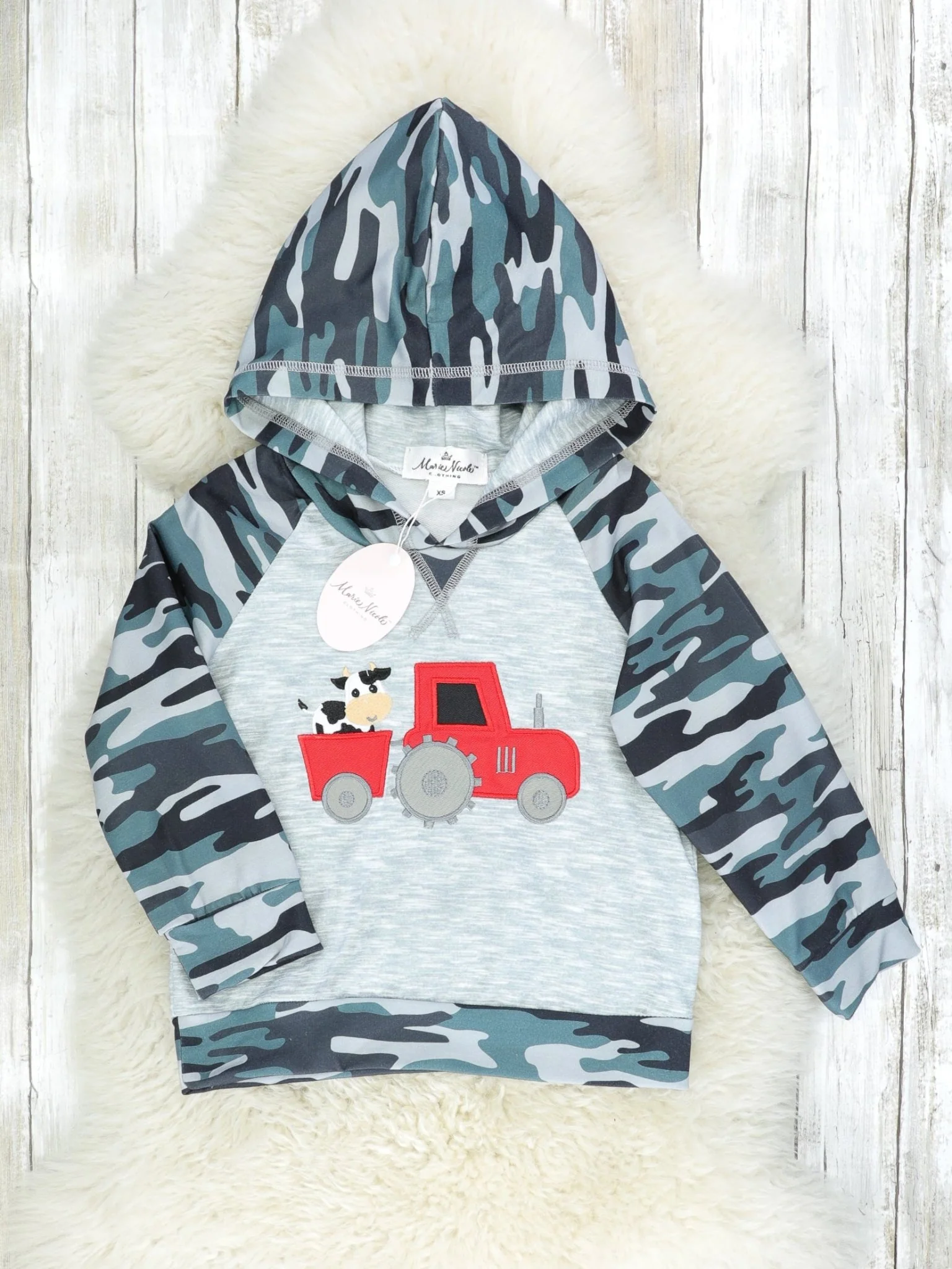 Camouflage Cow On Tractor Hoodie