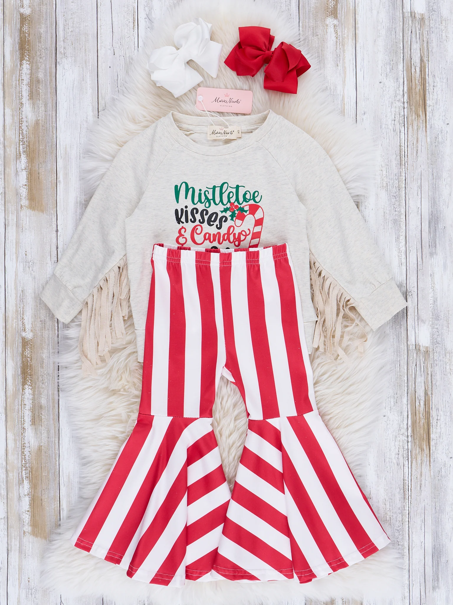 Candy Cane Stripe Fringe Bell Bottom Outfit - Image 2