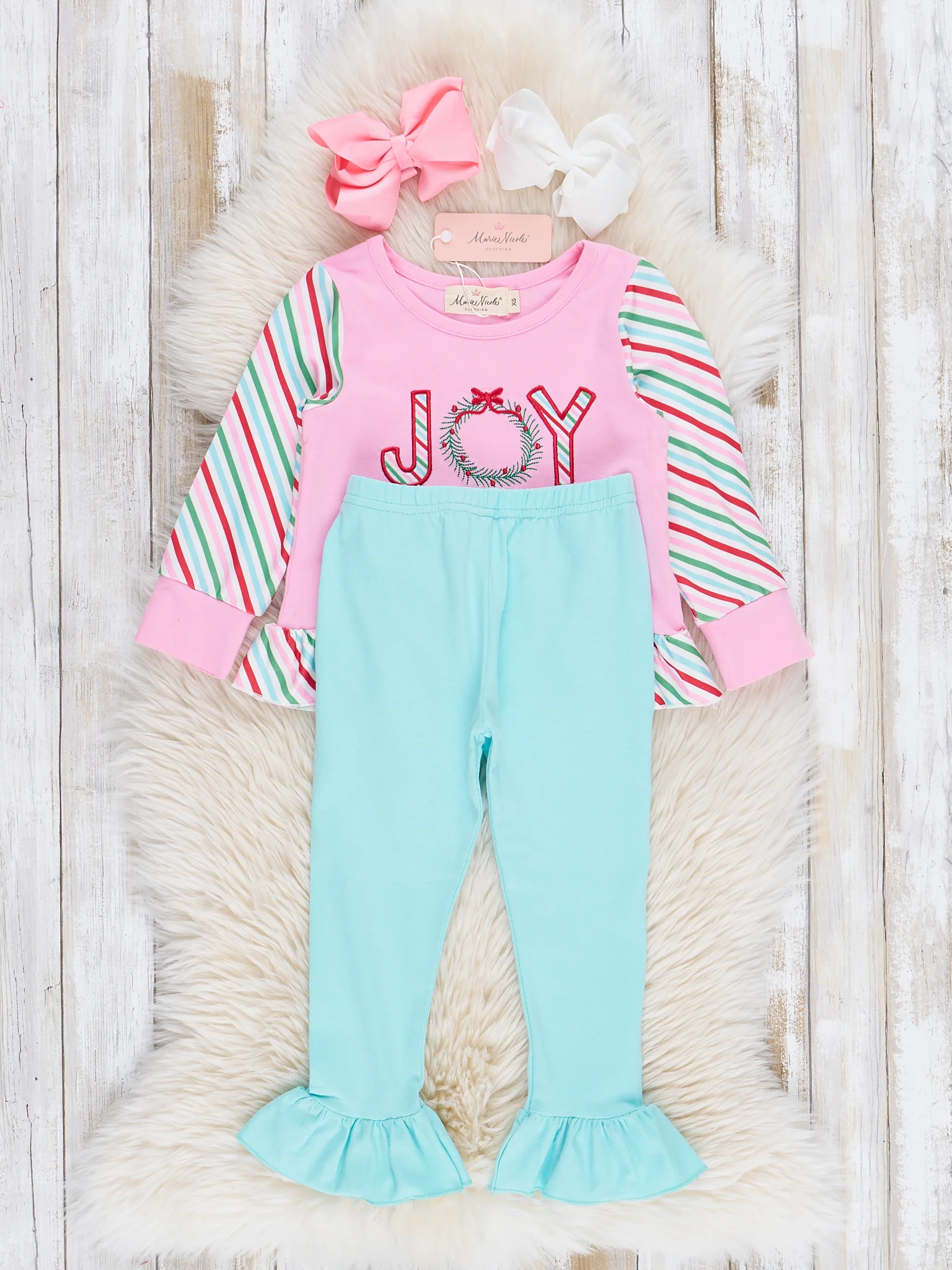 Candy Striped "Joy" Ruffle Outfit - Image 2
