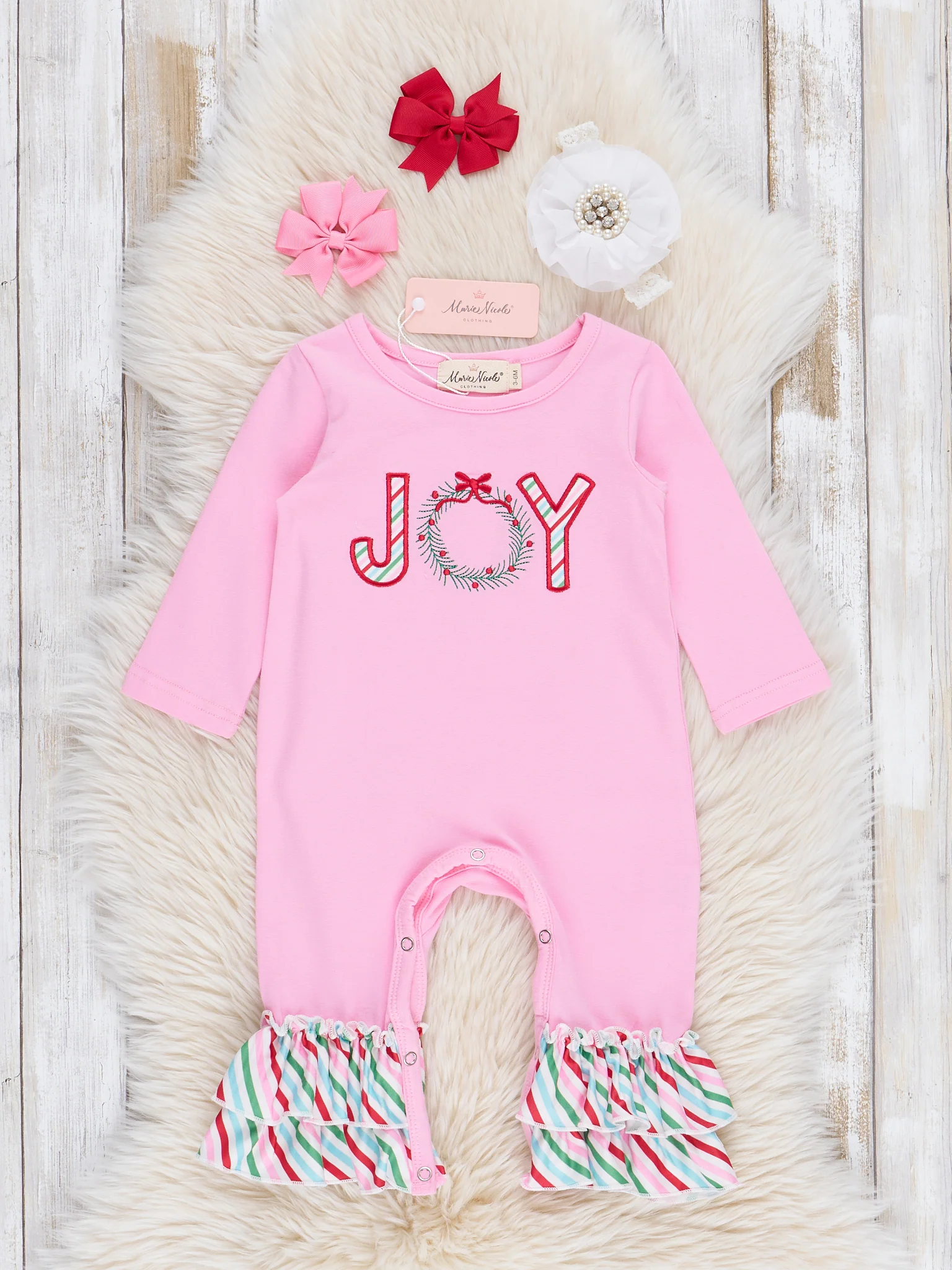 Candy Striped "Joy" Ruffle Romper
