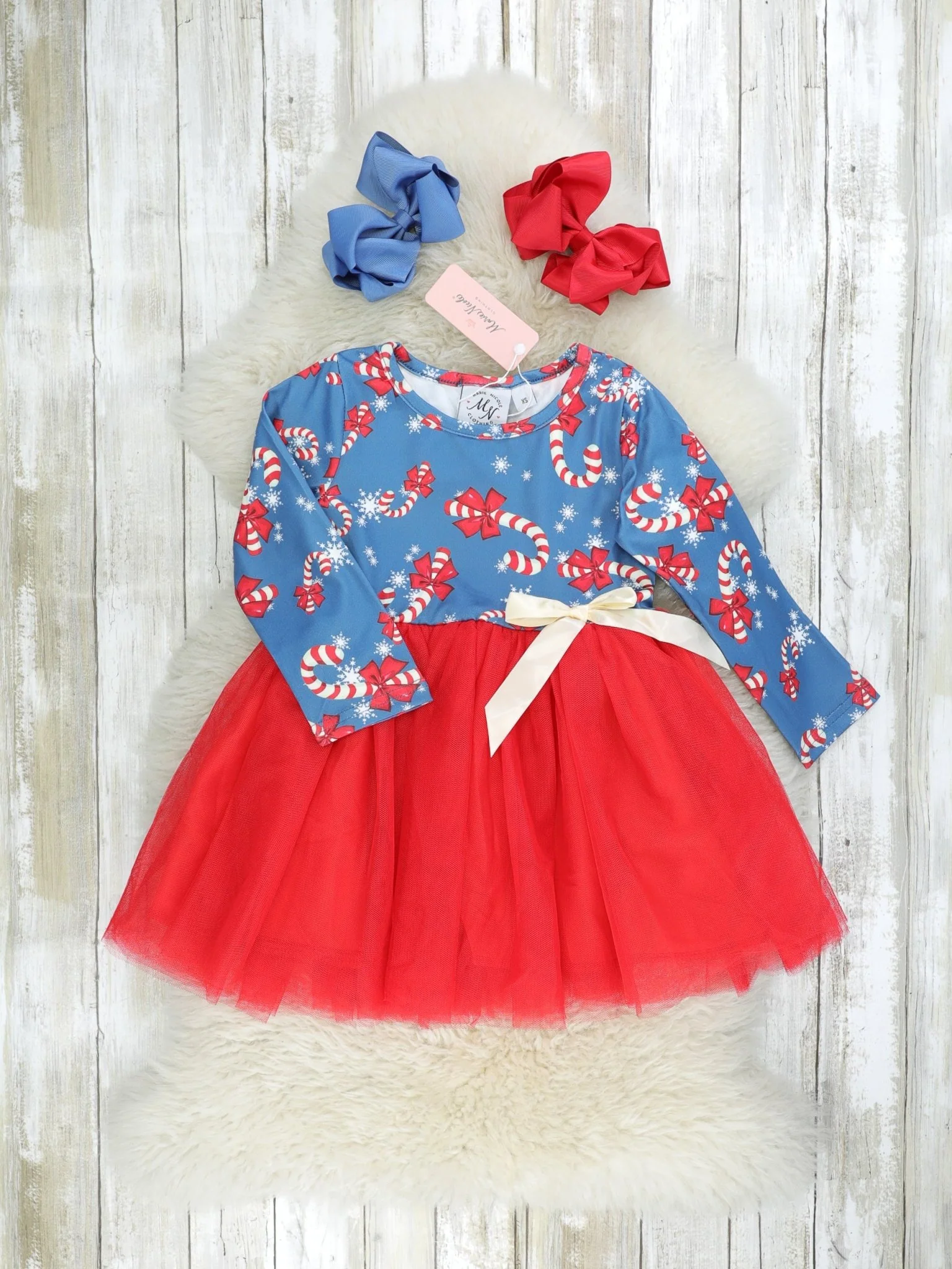 Candycane Tulle Bow Dress