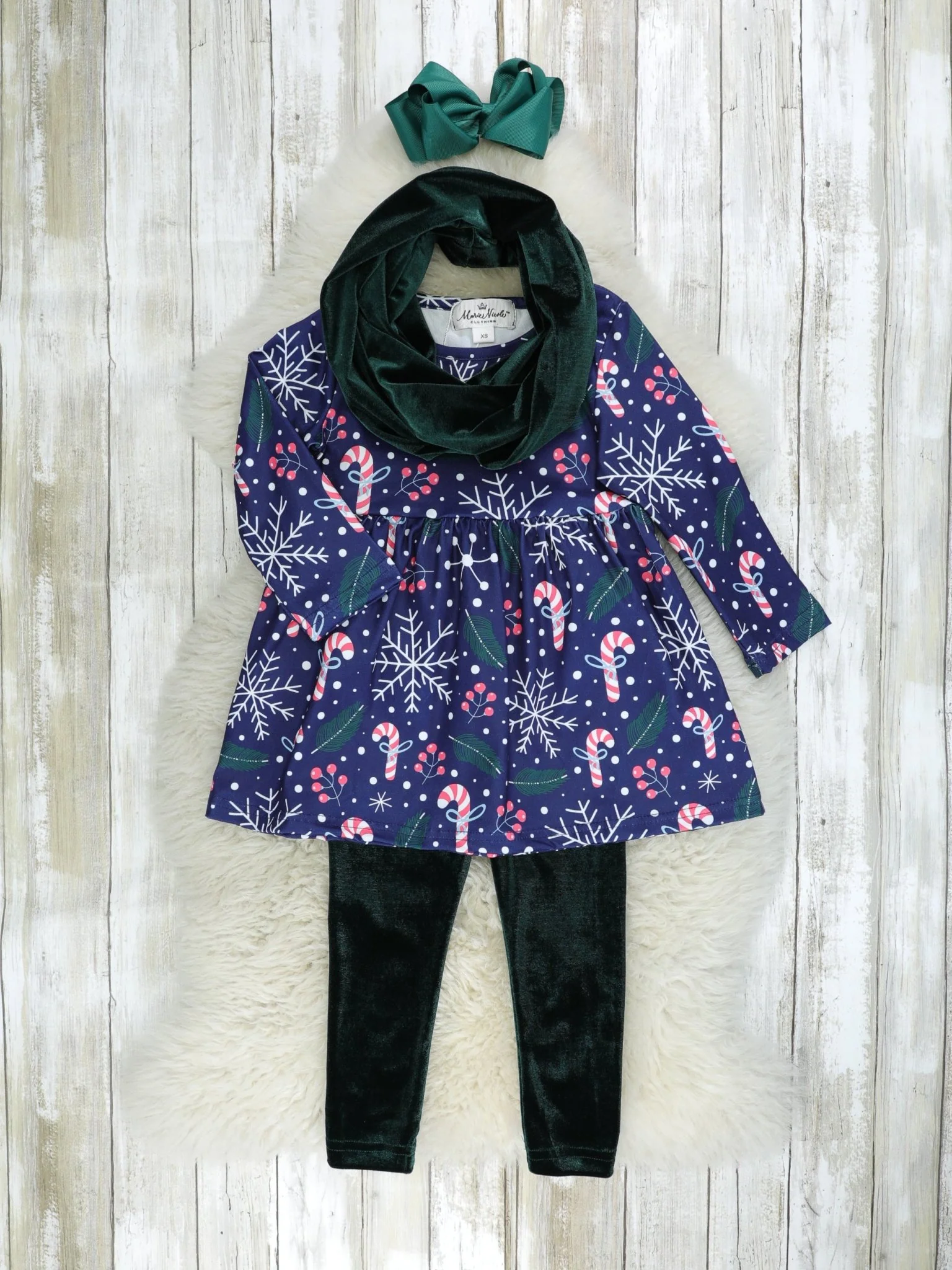Candycane Velvet 3-Piece Outfit
