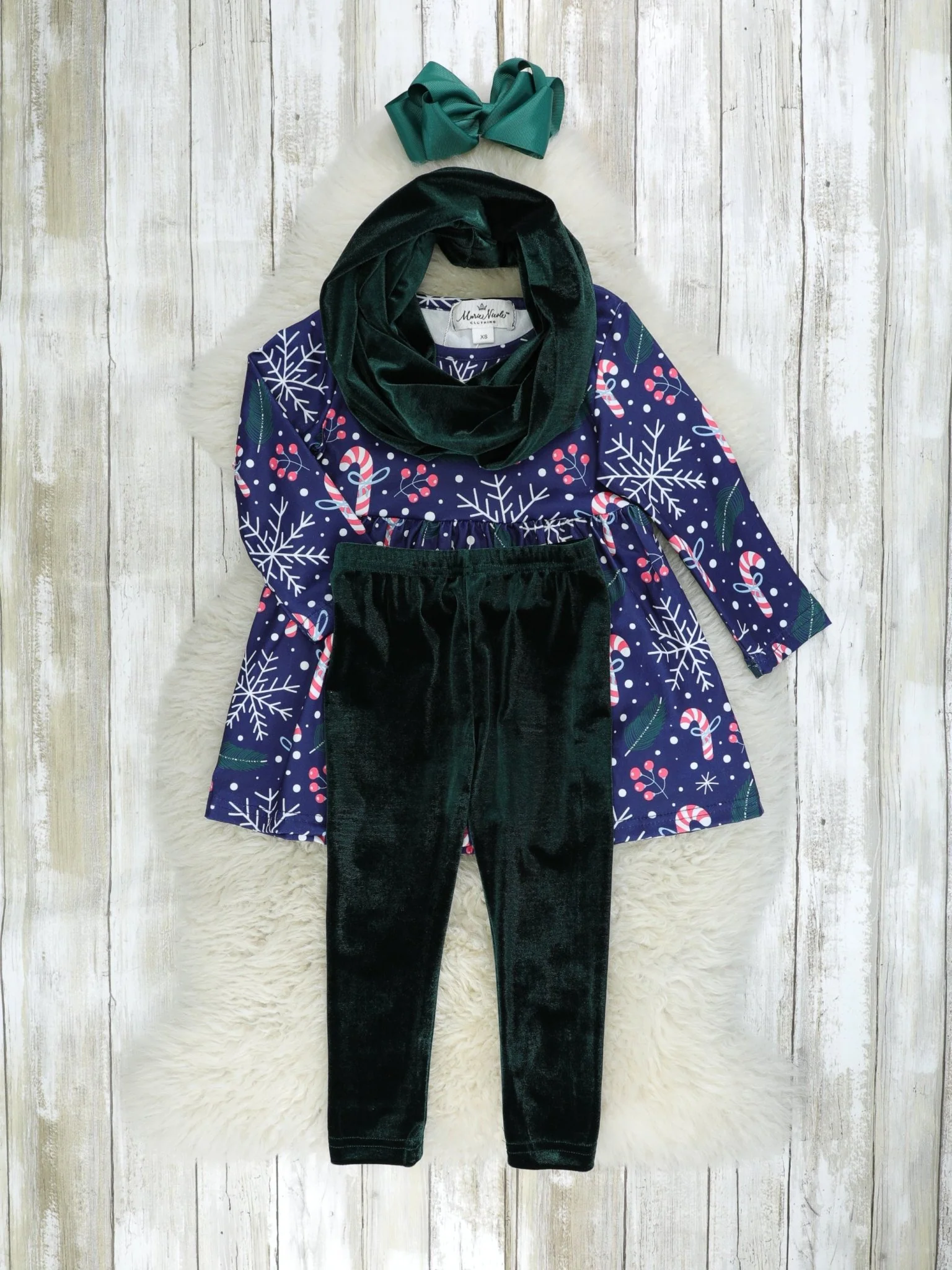 Candycane Velvet 3-Piece Outfit - Image 2