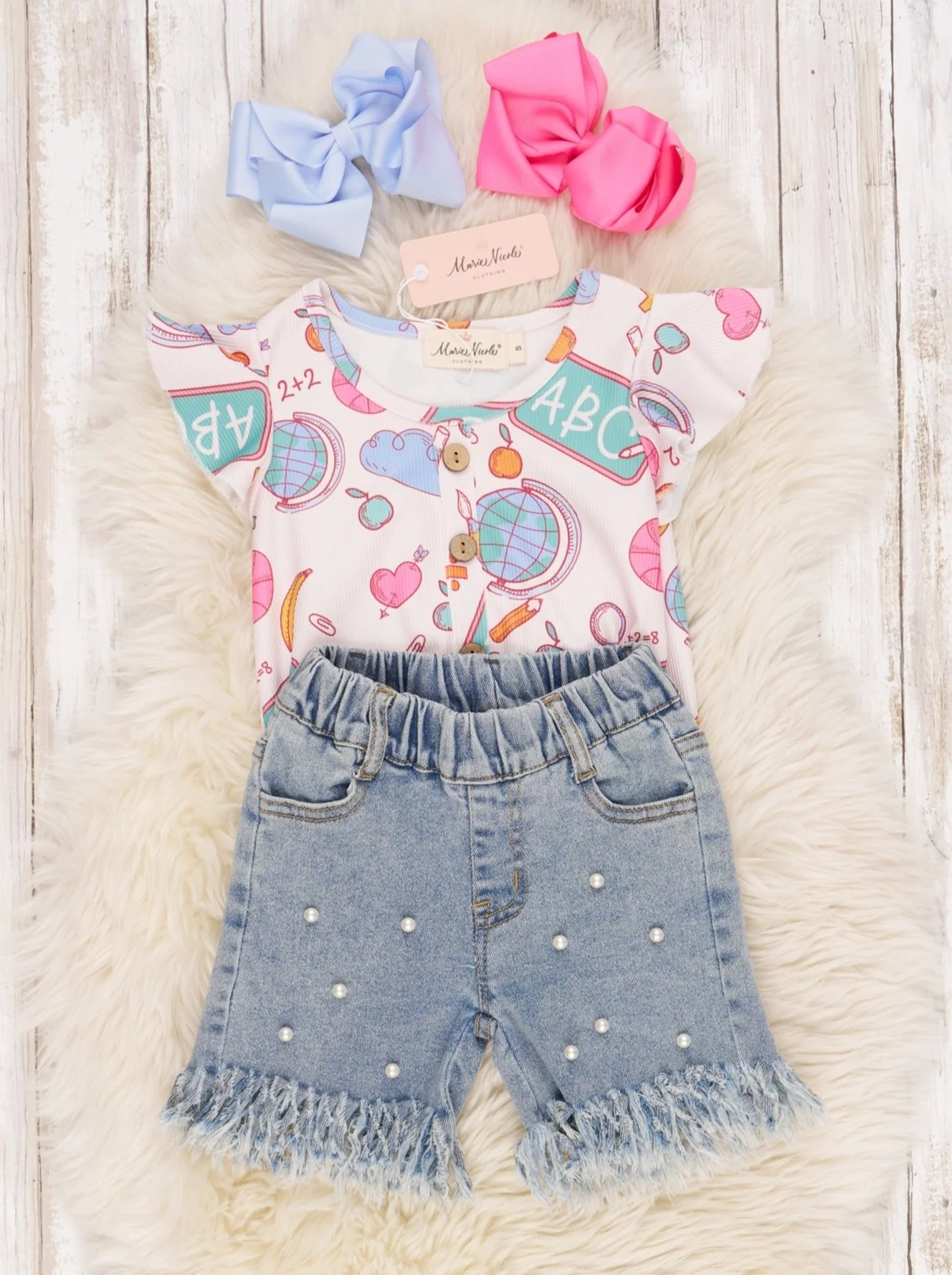 Chalkboard Tie Top & Denim Pearl Shorts - Image 3