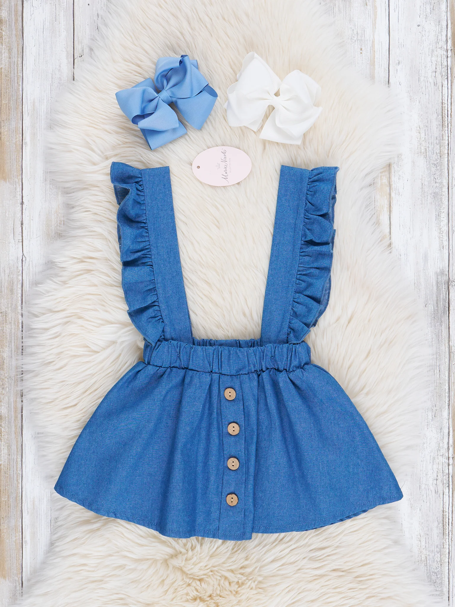 Chambray Bunny Ruffle Overall Set - Image 4