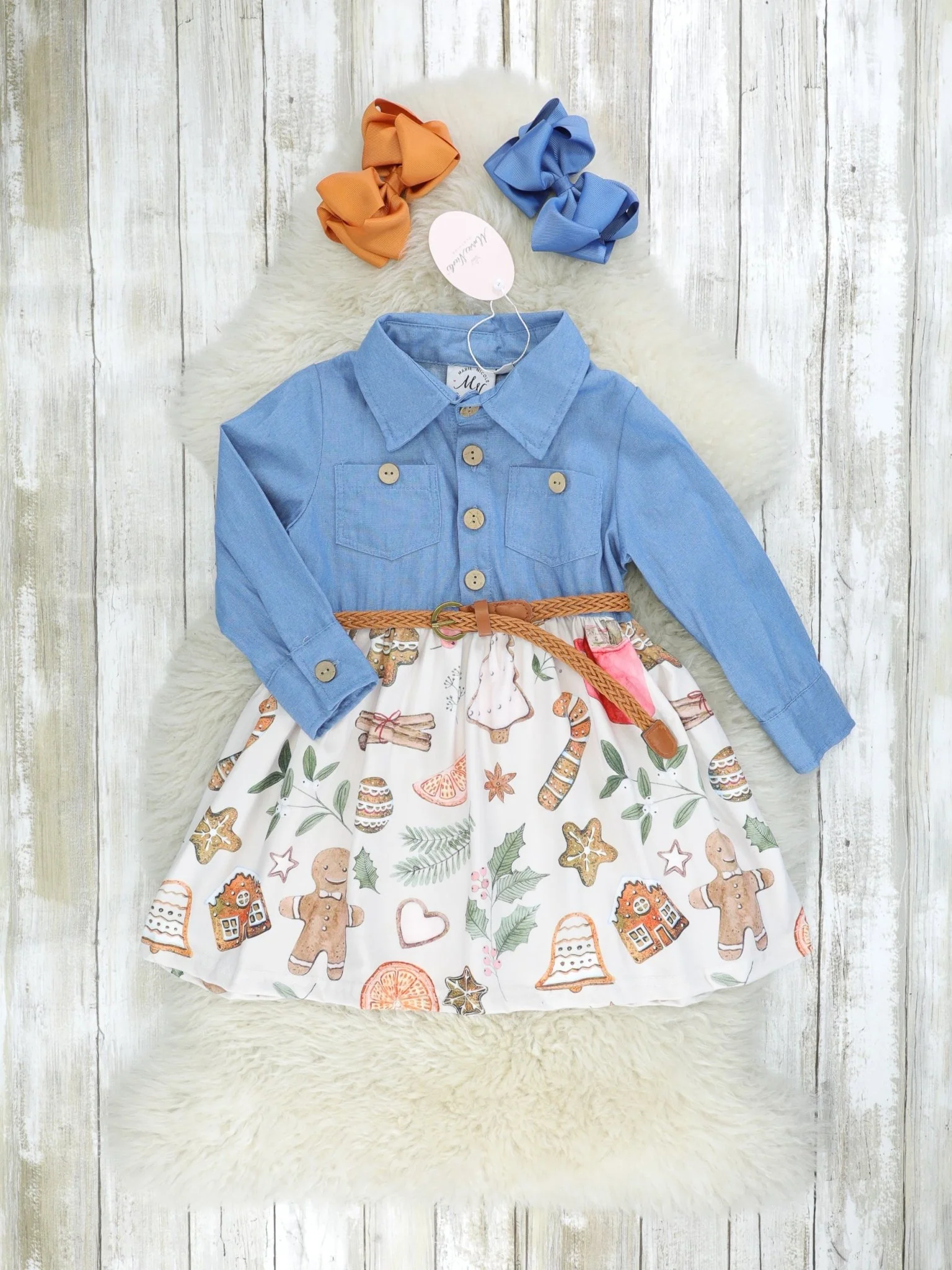 Chambray Cookie Button Dress