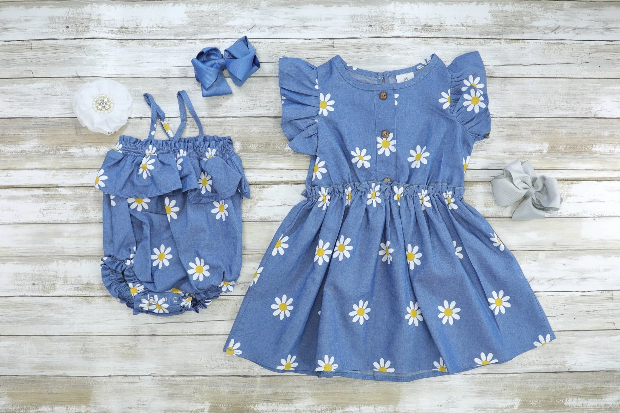 Chambray Daisy Ruffle Dress - Image 2
