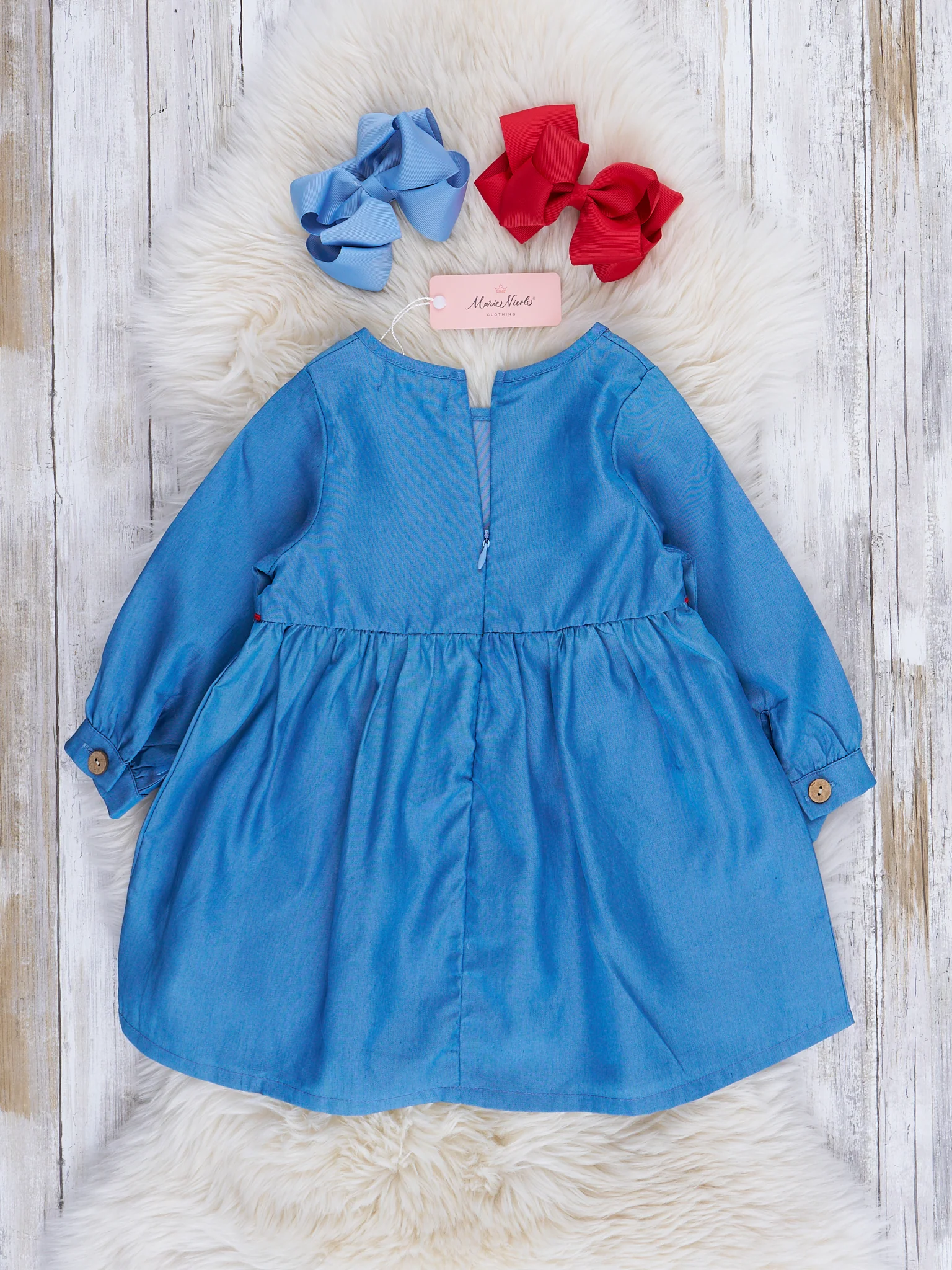 Chambray Embroidered Reindeer Dress - Image 2