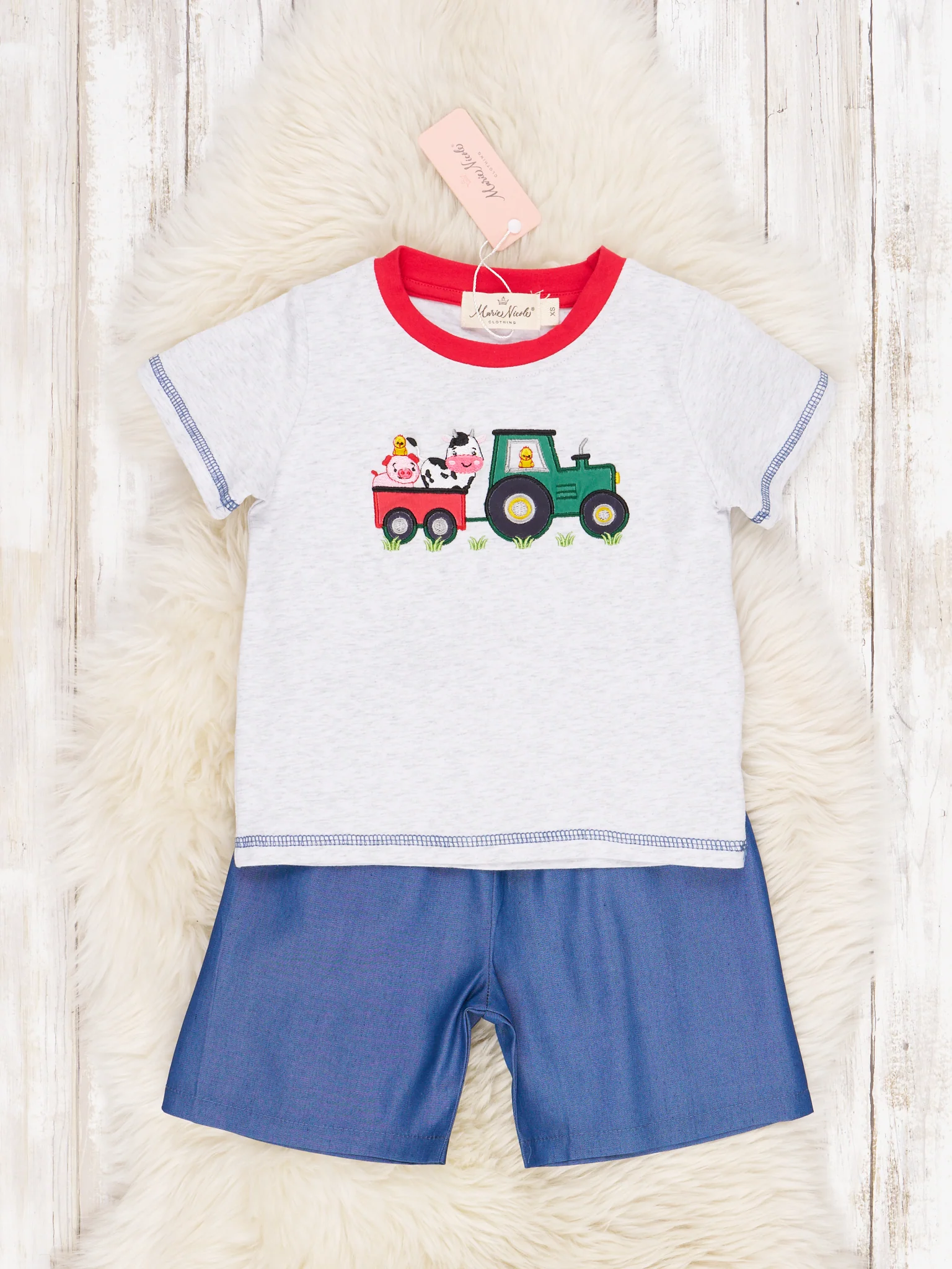 Chambray Farm Animals & Tractor Outfit