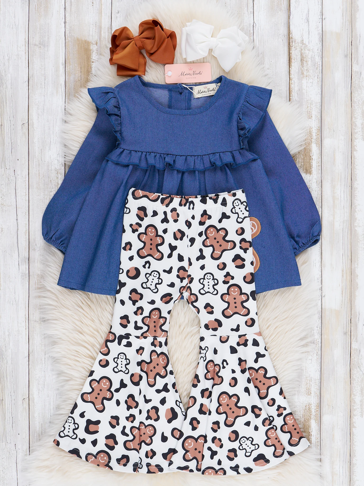Chambray Gingerbread Bell Bottom Outfit - Image 2