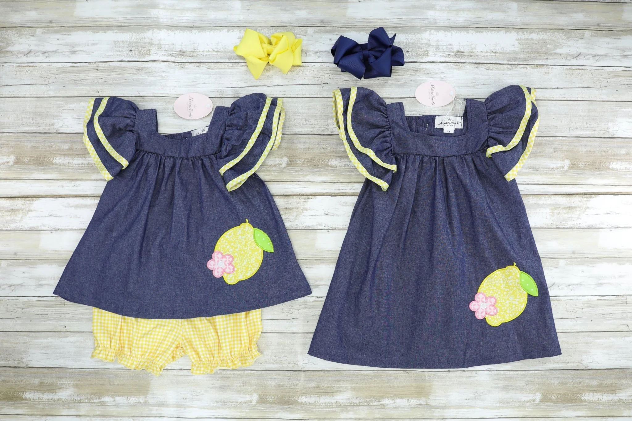 Chambray Lemon Ruffle Dress - Image 2