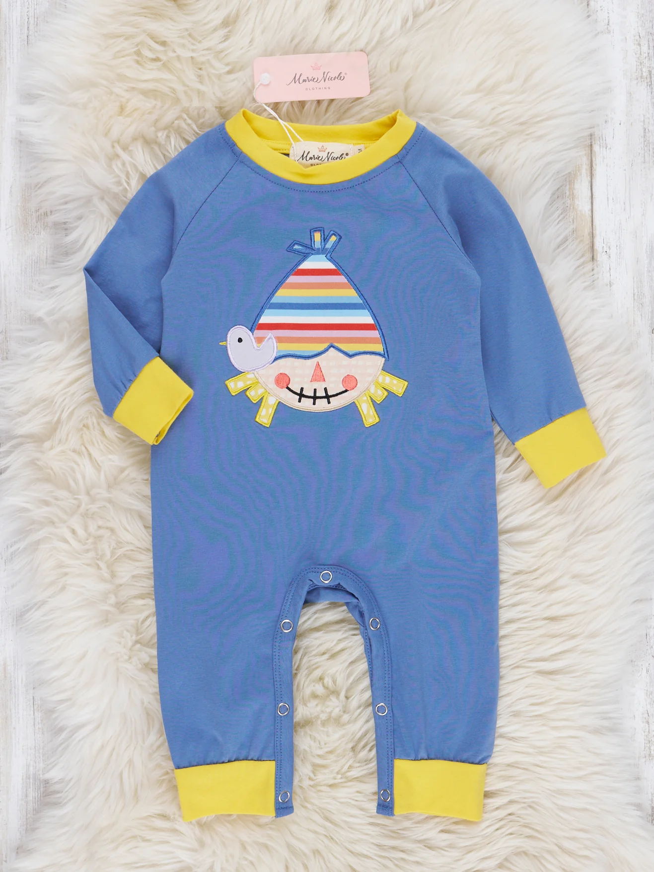 Chambray Rainbow Scarecrow Romper