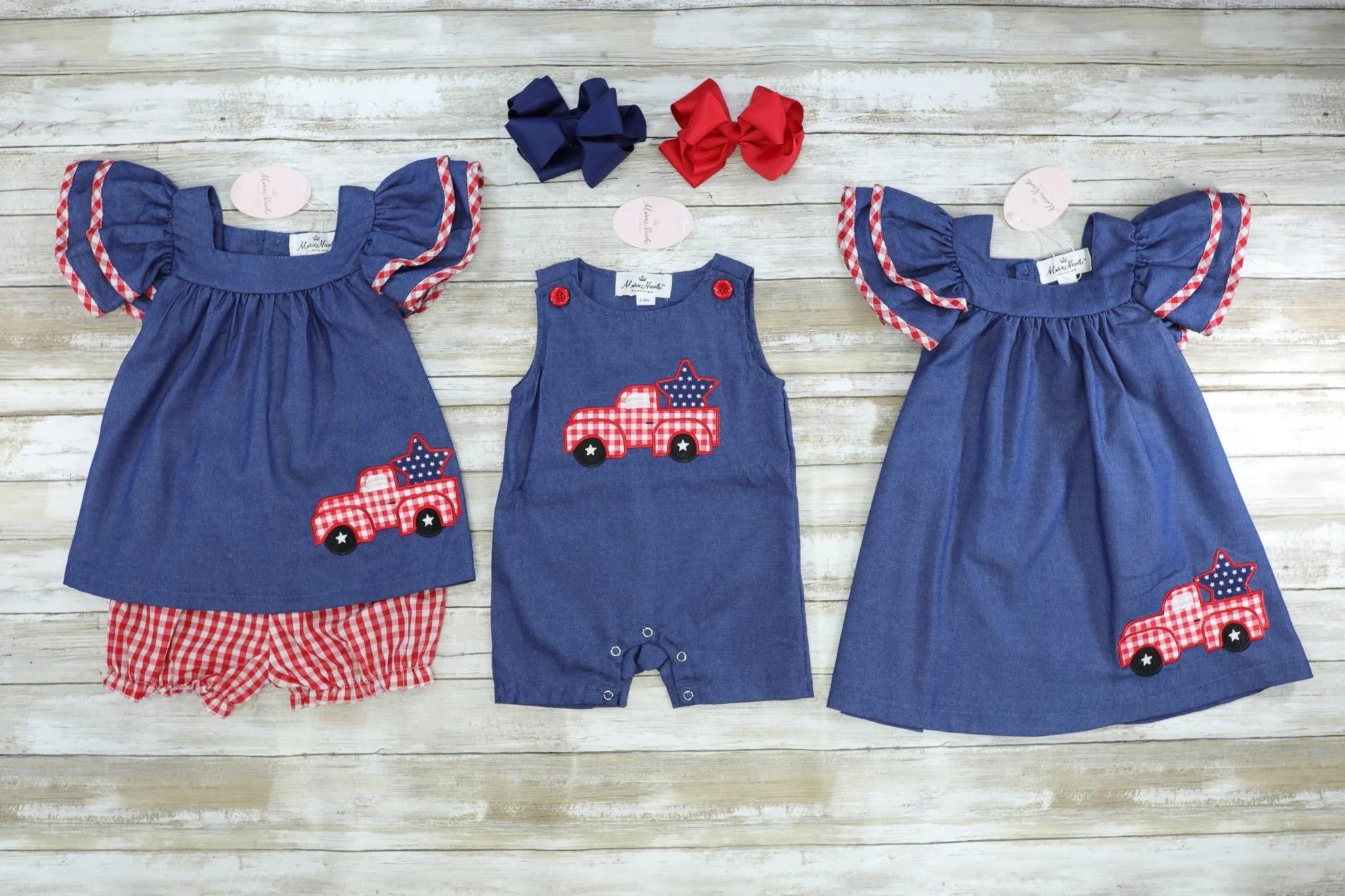 Chambray Red Check Truck Ruffle Outfit - Image 3