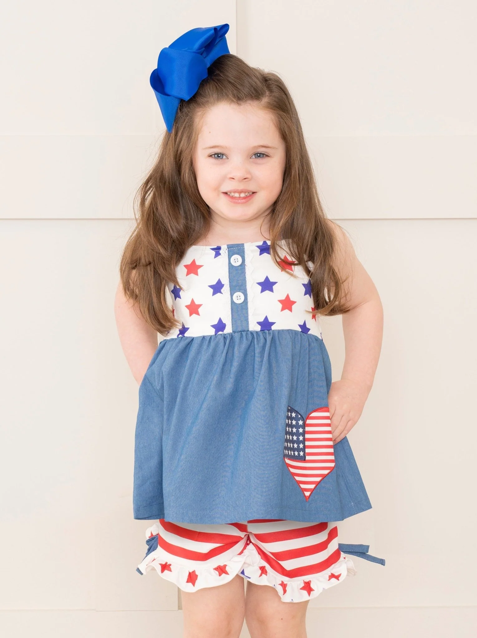 Chambray Stars & Stripes Ruffle Outfit
