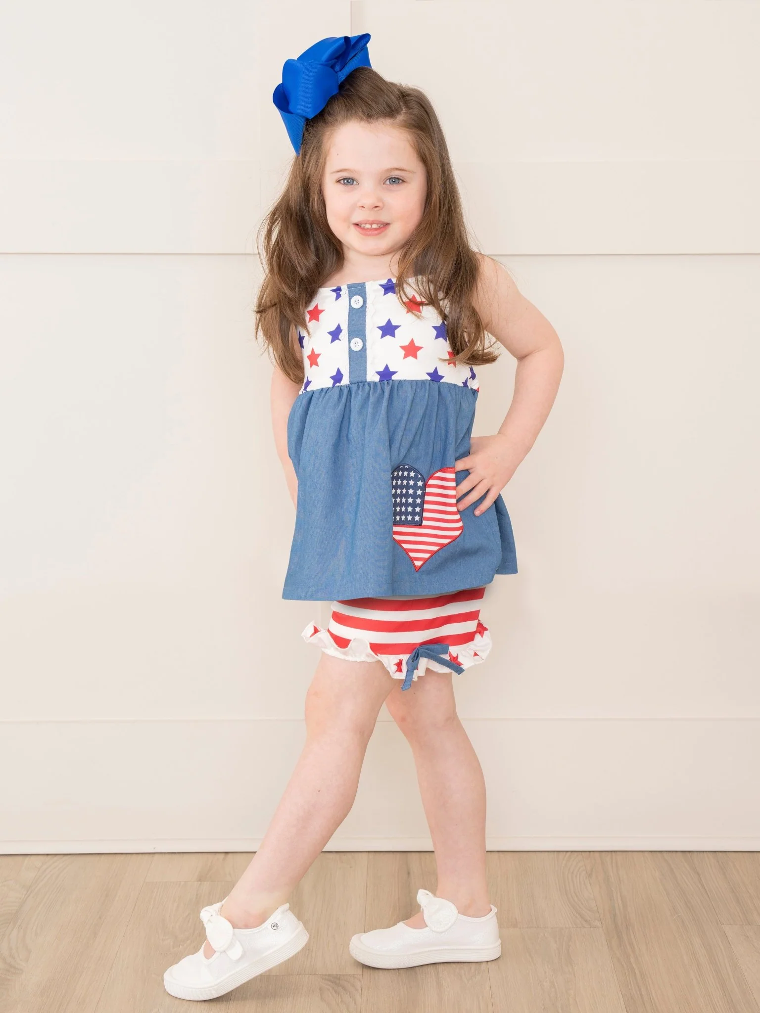 Chambray Stars & Stripes Ruffle Outfit - Image 4