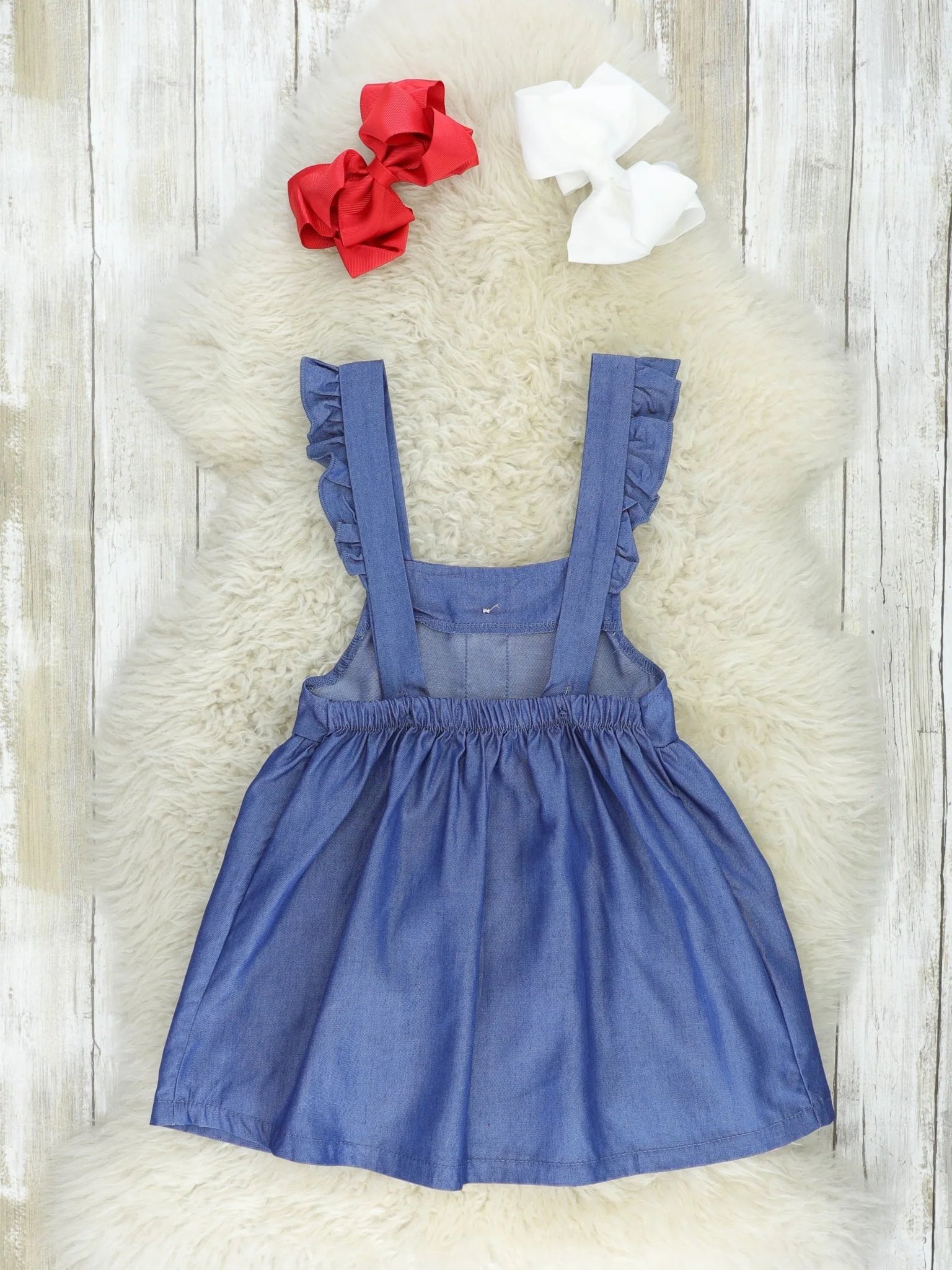Chambray Strawberry Ruffle Dress - Image 2