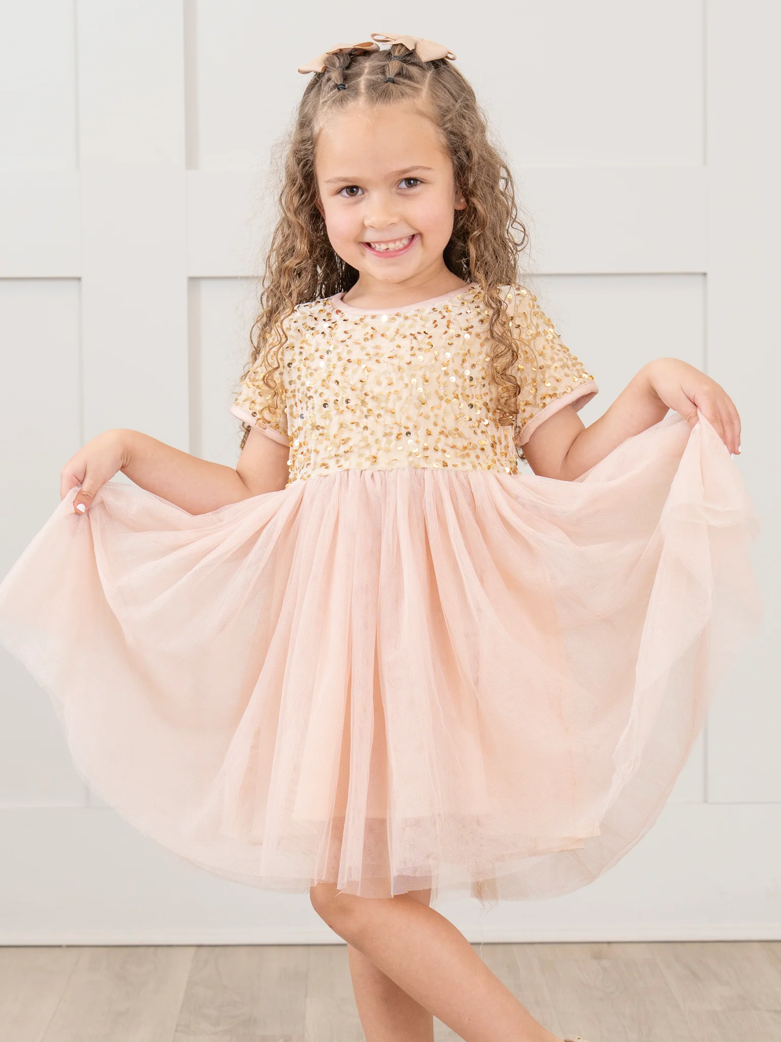 Champagne Sparkly Tulle Dress