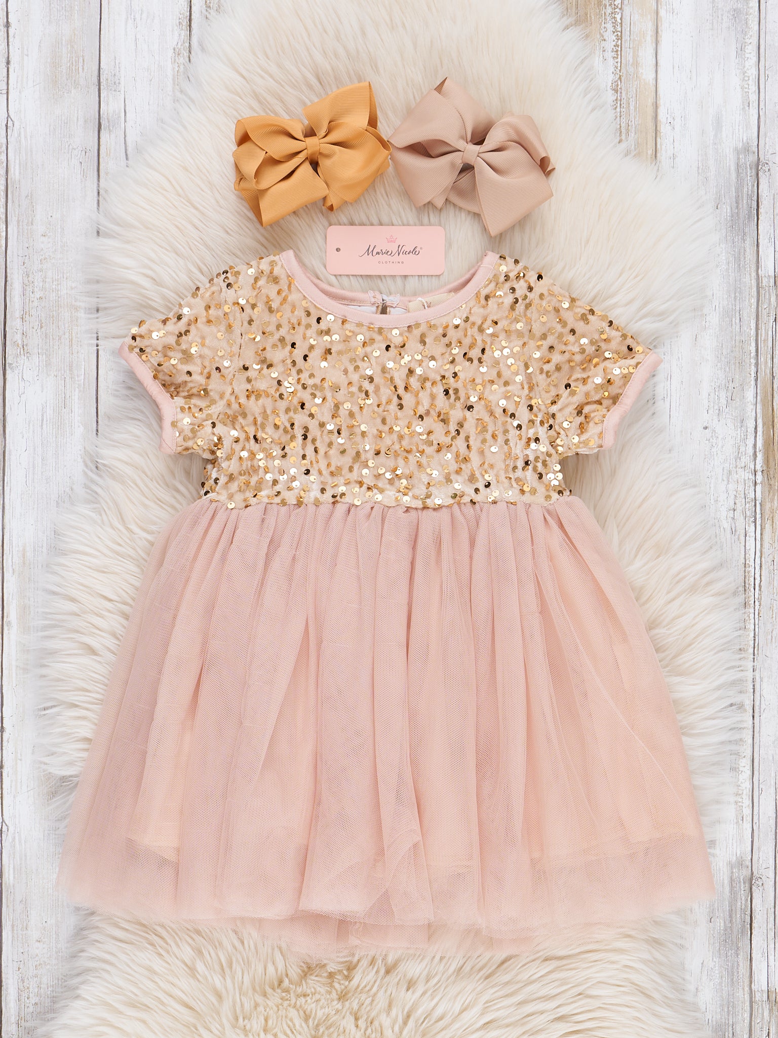 Champagne Sparkly Tulle Dress - Image 2